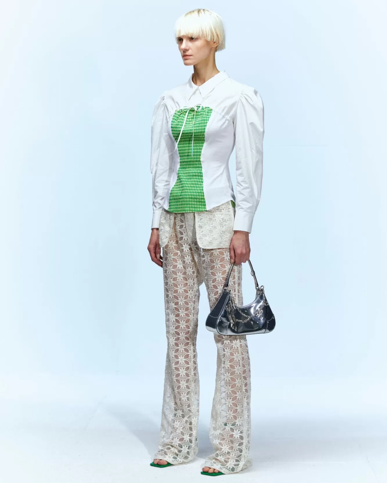 Women Andersson Bell Adela Poplin Jersey Combination Shirt Atb709W(White)