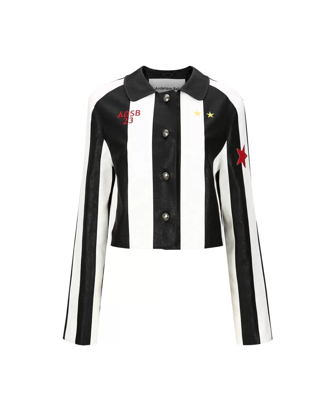 Women Andersson Bell Alessandro Stripe Faux Leather Jacket Awa529W(Black/White)