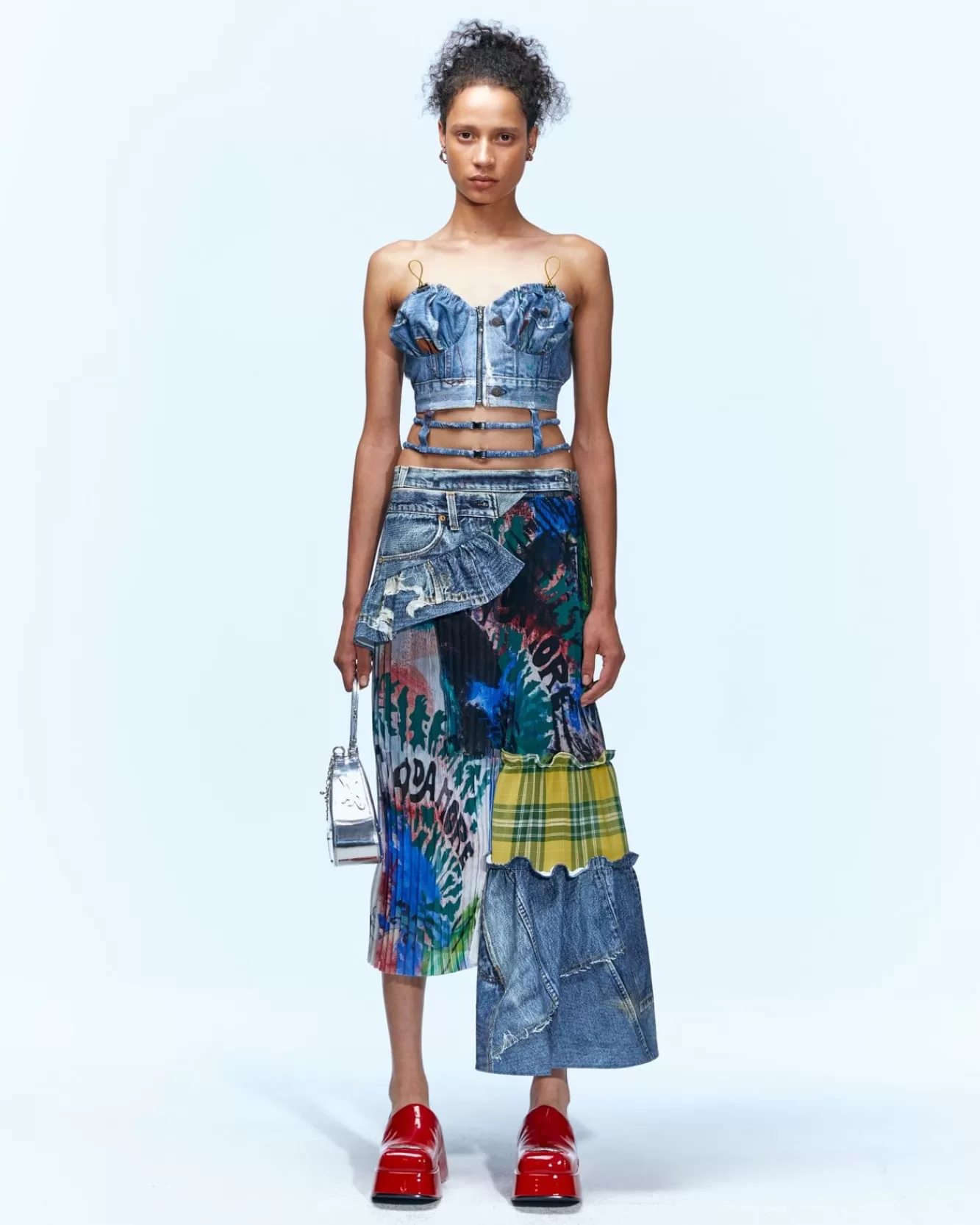 Women Andersson Bell Alisa Denim Play & Artwork Print Long Skirt Apa625W(Blue)