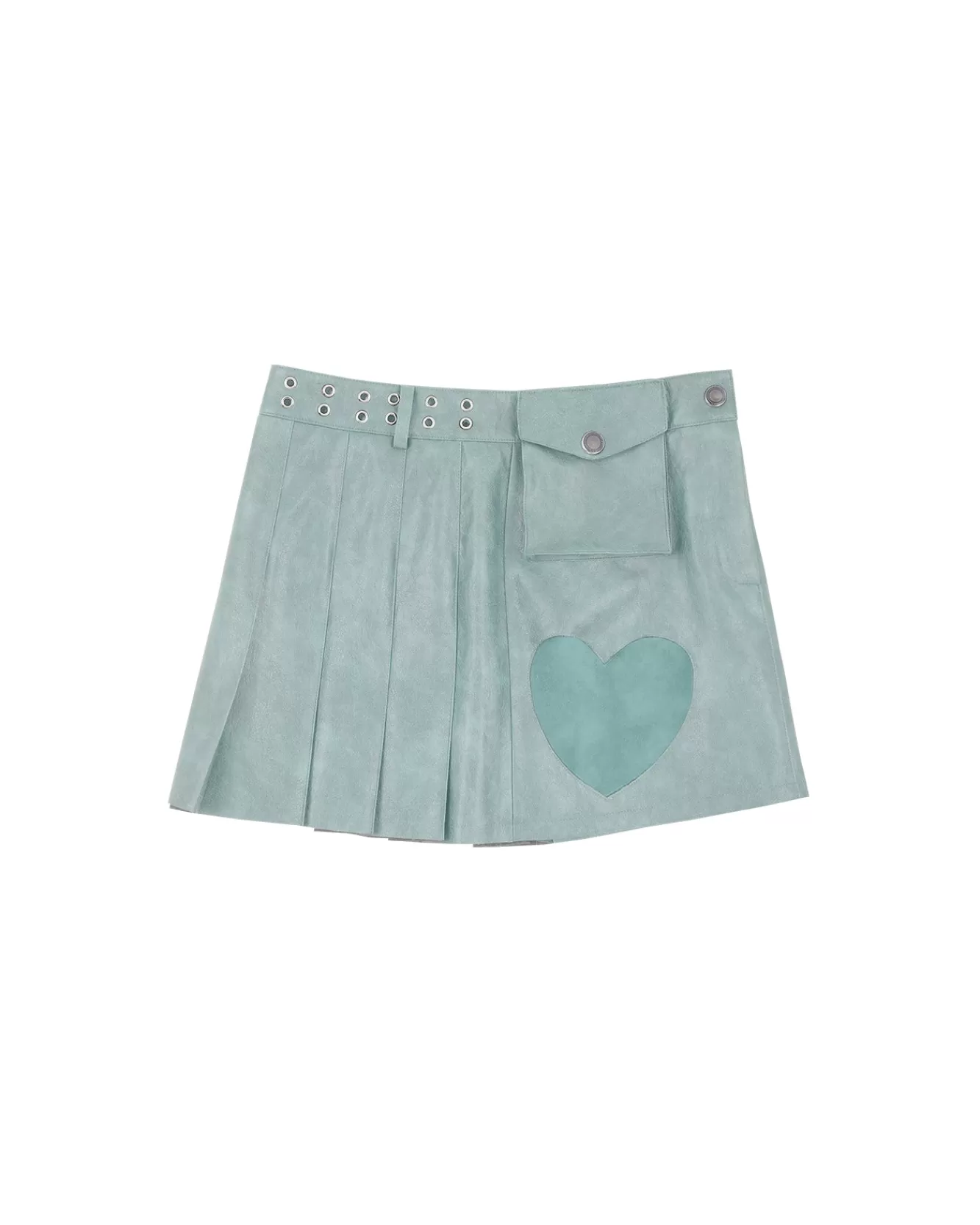 Women Andersson Bell Arina Heart & Pleats Faux Leather Skirt Apa600W(Dusty Blue)