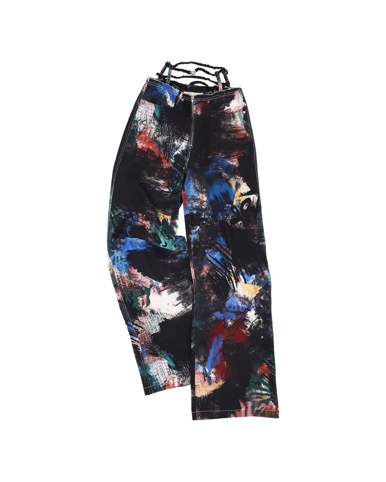 Women Andersson Bell Artwork Print Shirring Band Pants Apa626W(Black)