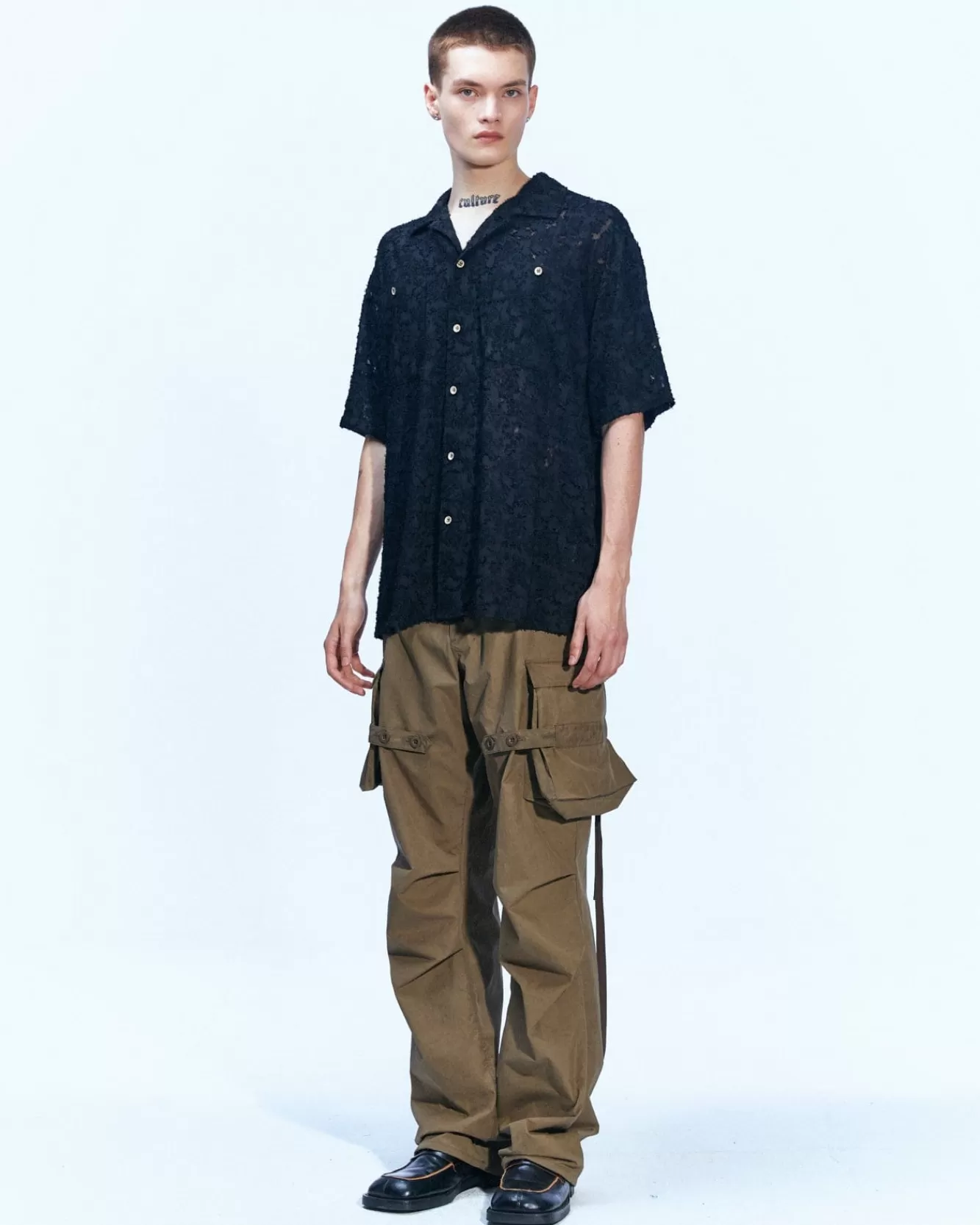 Men Andersson Bell Bali Sheer Open Collar Shirts Atb843M(Black)
