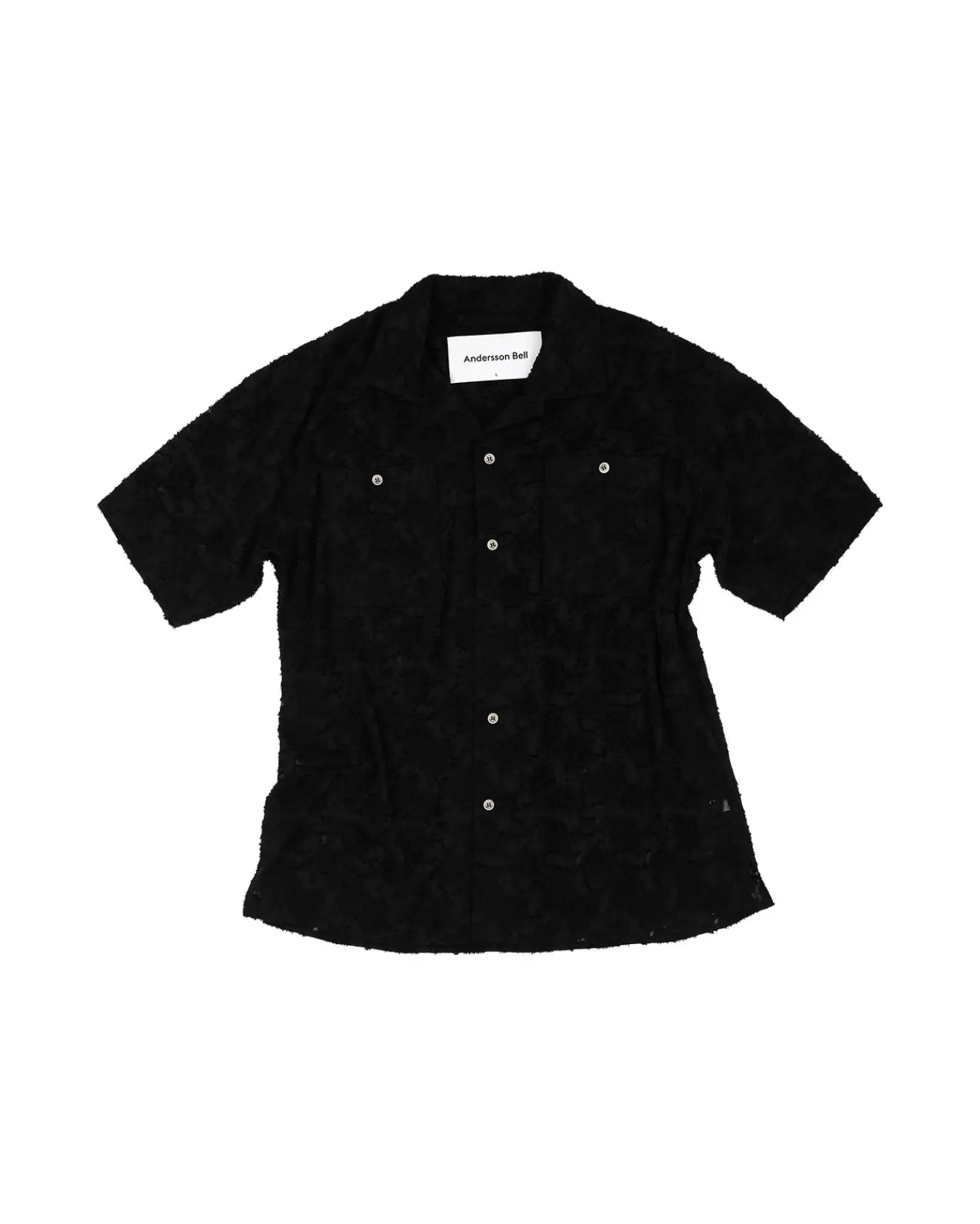 Men Andersson Bell Bali Sheer Open Collar Shirts Atb843M(Black)