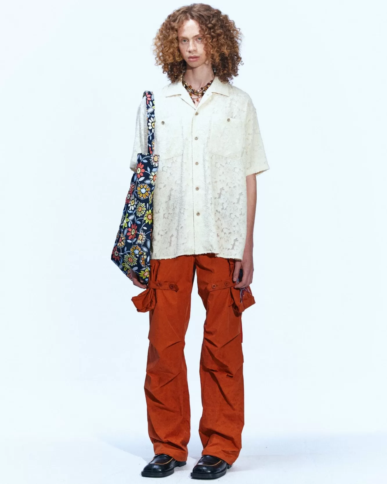 Men Andersson Bell Bali Sheer Open Collar Shirts Atb843M(Ecru)
