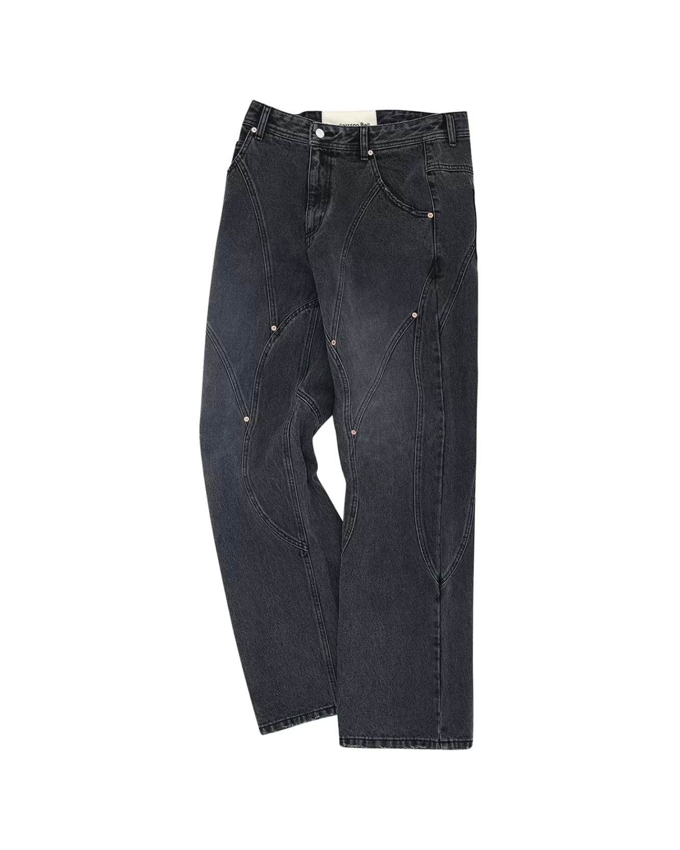 Men Andersson Bell Brick Curve Panel Wide Jeans Apa609M(Black)