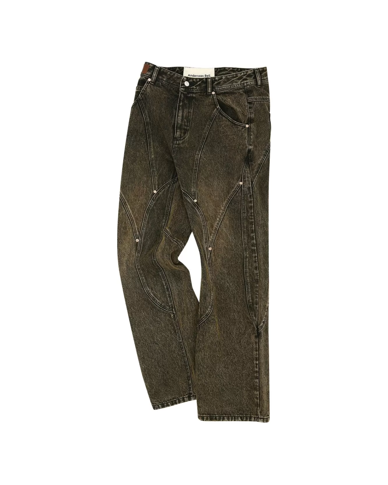 Men Andersson Bell Brick Curve Panel Wide Jeans Apa609M(Brown)