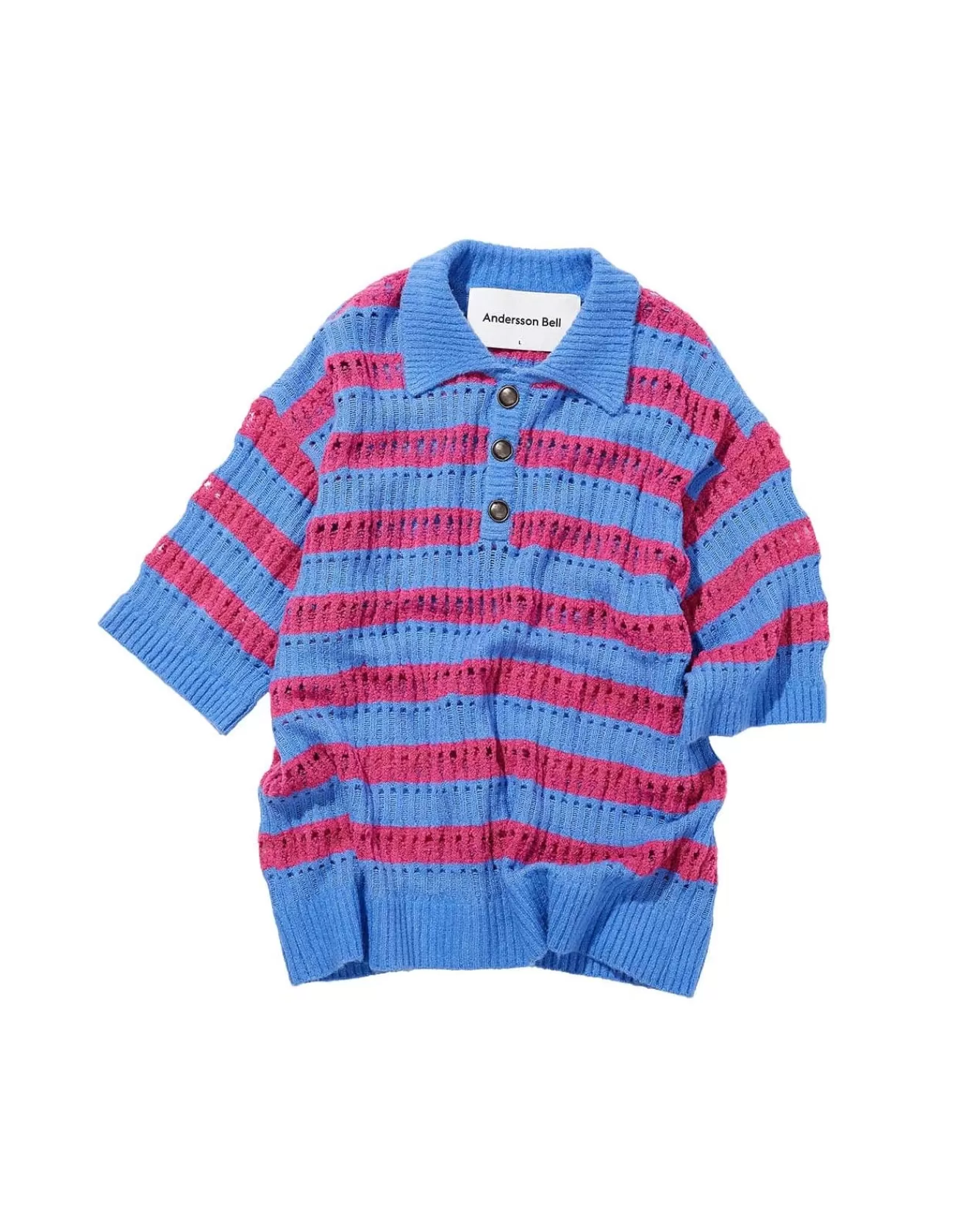 Men Andersson Bell Bubble Stripe Summer Polo Sweater Atb841M(Pink/Lilac)