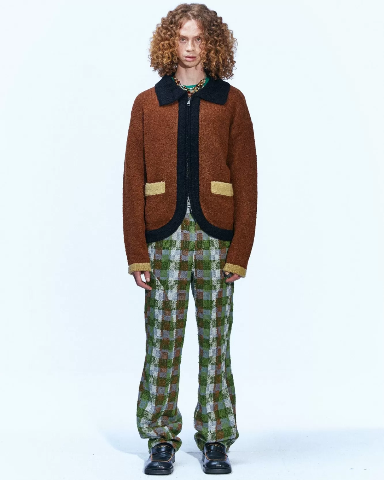 Men Andersson Bell Collar Zip Knit Cardigan Atb853M(Brown)
