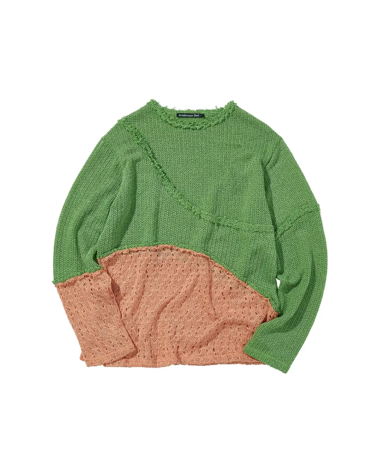 Men Andersson Bell Contrast Panel Boatneck Sweater Atb860M(Green/Orange)