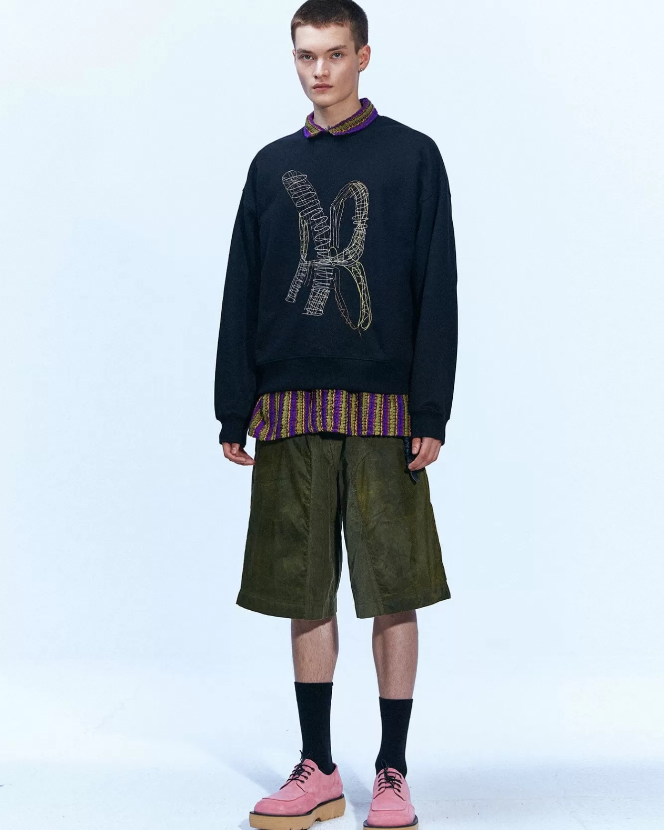 Men Andersson Bell (Essential) Unisex New Ab Logo Embroidery Sweatshirt Atb899U(Black)