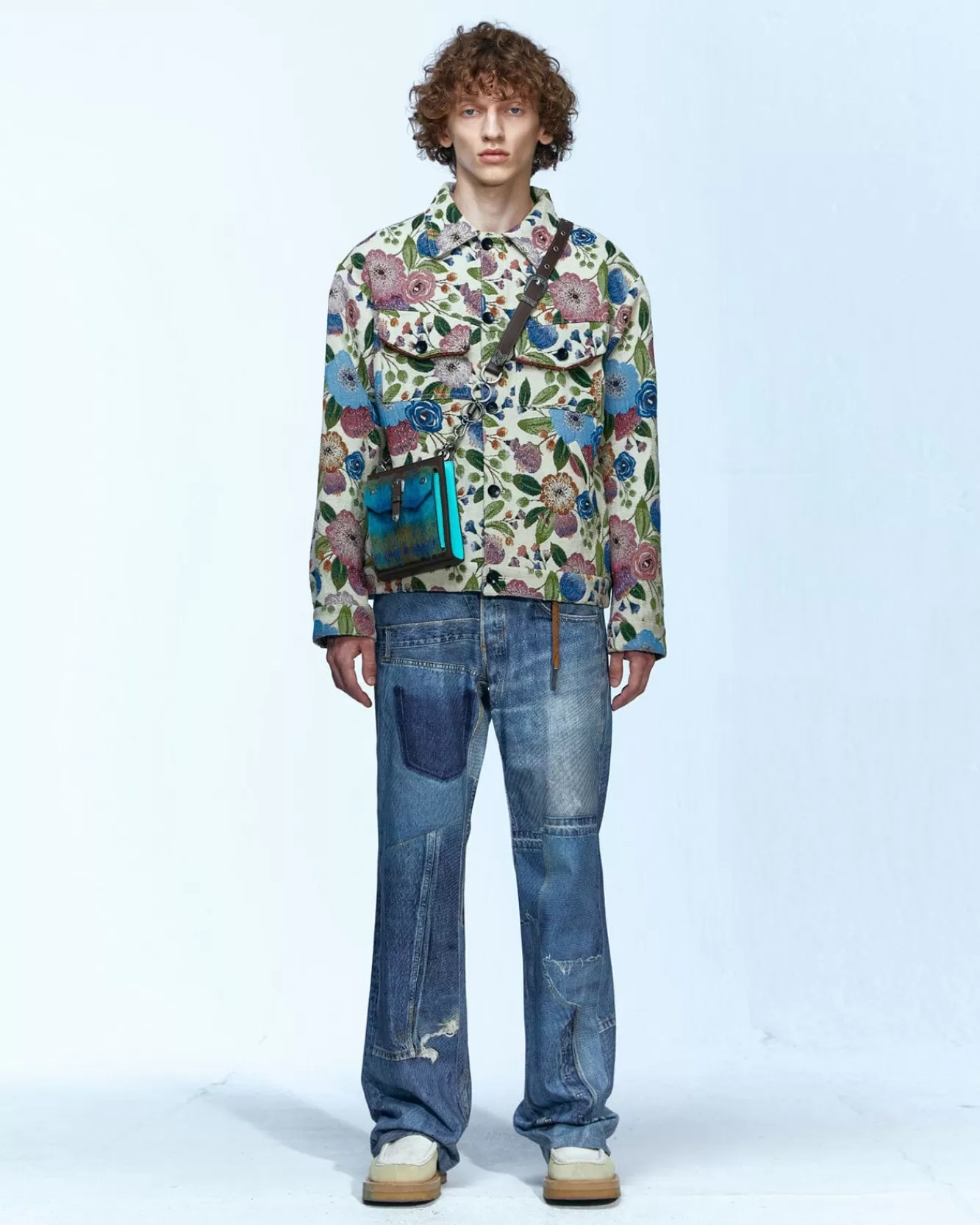 Men Andersson Bell Flover Jacquared Trucker Jacket Awa463M(Ivory)