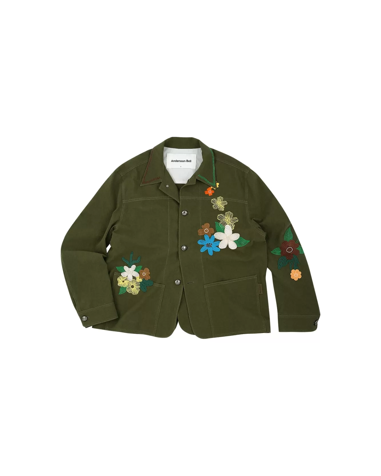 Men Andersson Bell Flower Embroidery Chore Jacket Awa534M(Khaki)