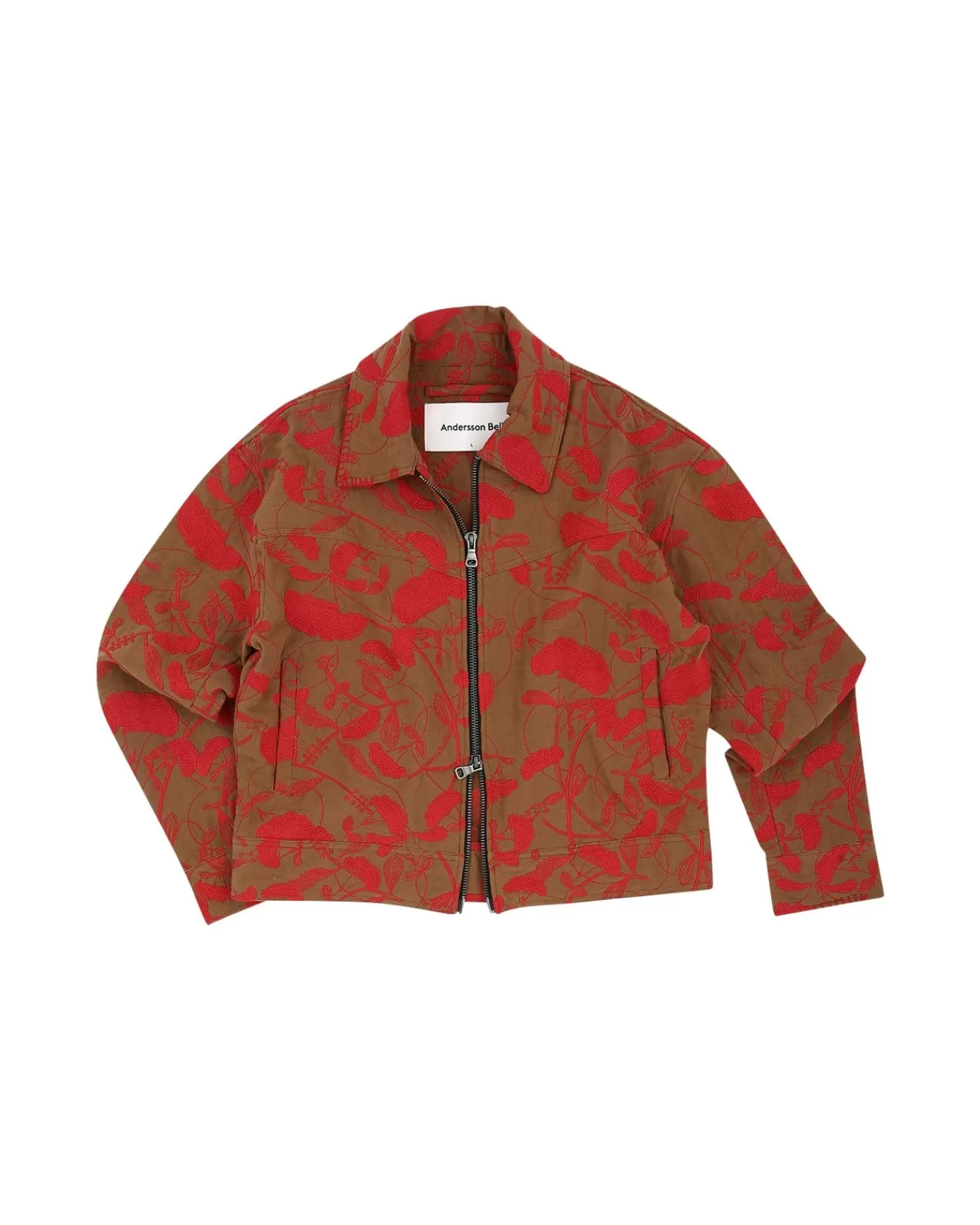 Men Andersson Bell Flower Embroidery Zip-Up Jacket Awa514M(Beige)