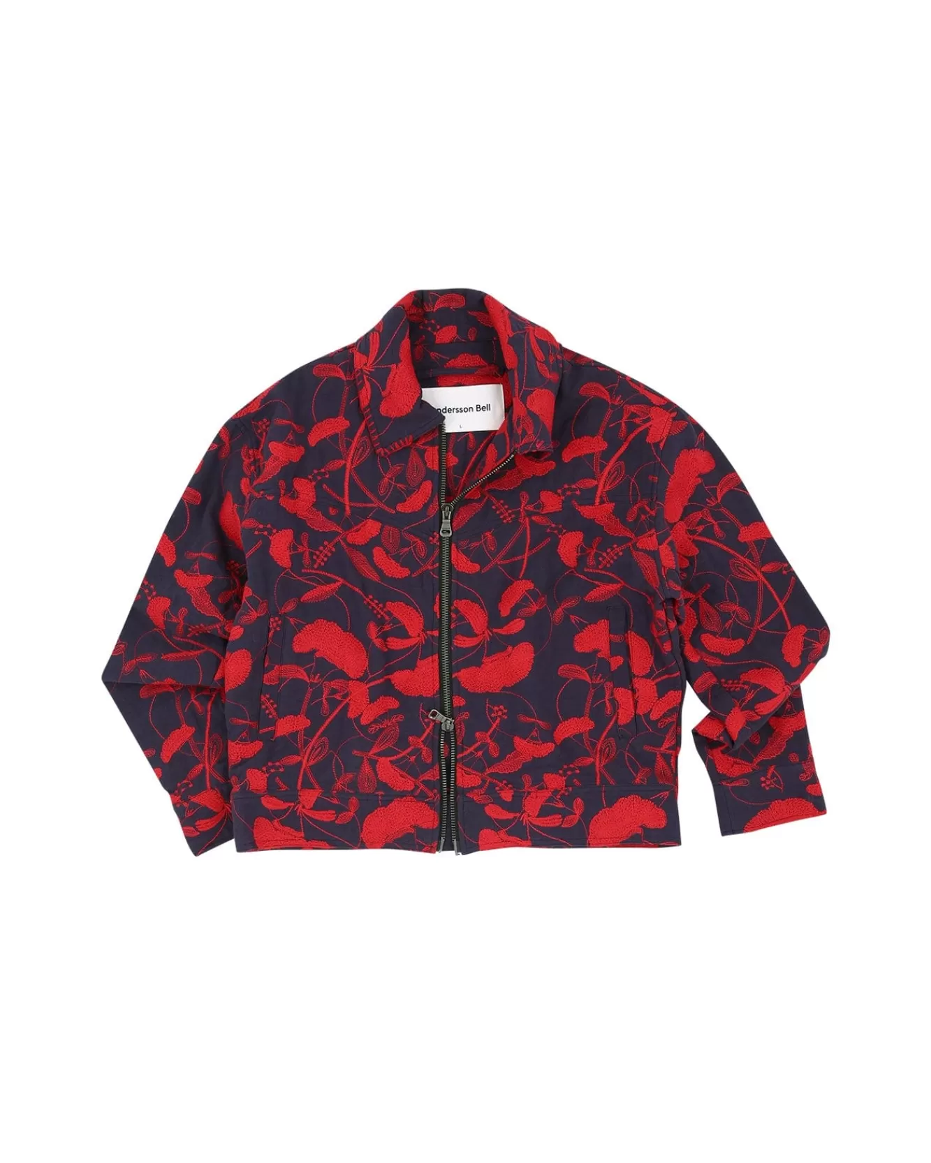 Men Andersson Bell Flower Embroidery Zip-Up Jacket Awa514M(Navy)