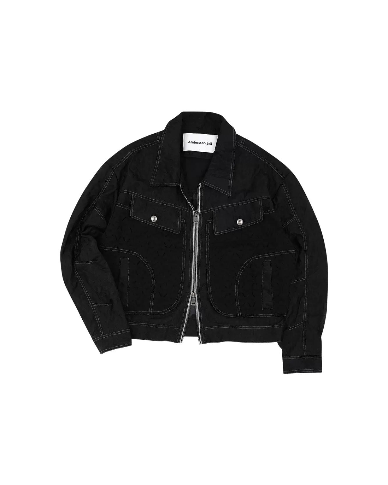 Men Andersson Bell Flower Sheer Zip-Up Jacket Awa532M(Black)