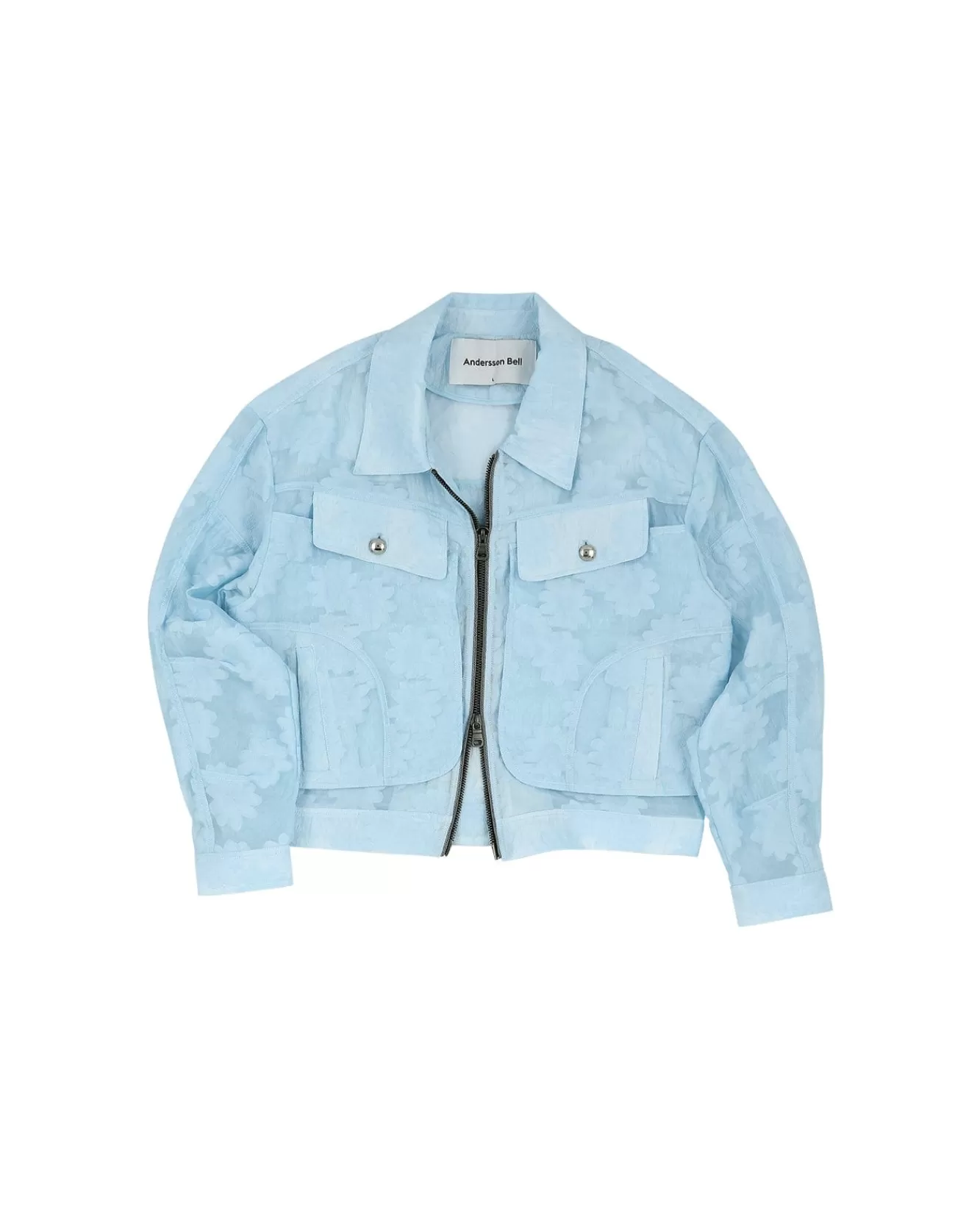 Men Andersson Bell Flower Sheer Zip-Up Jacket Awa532M(Sky White)