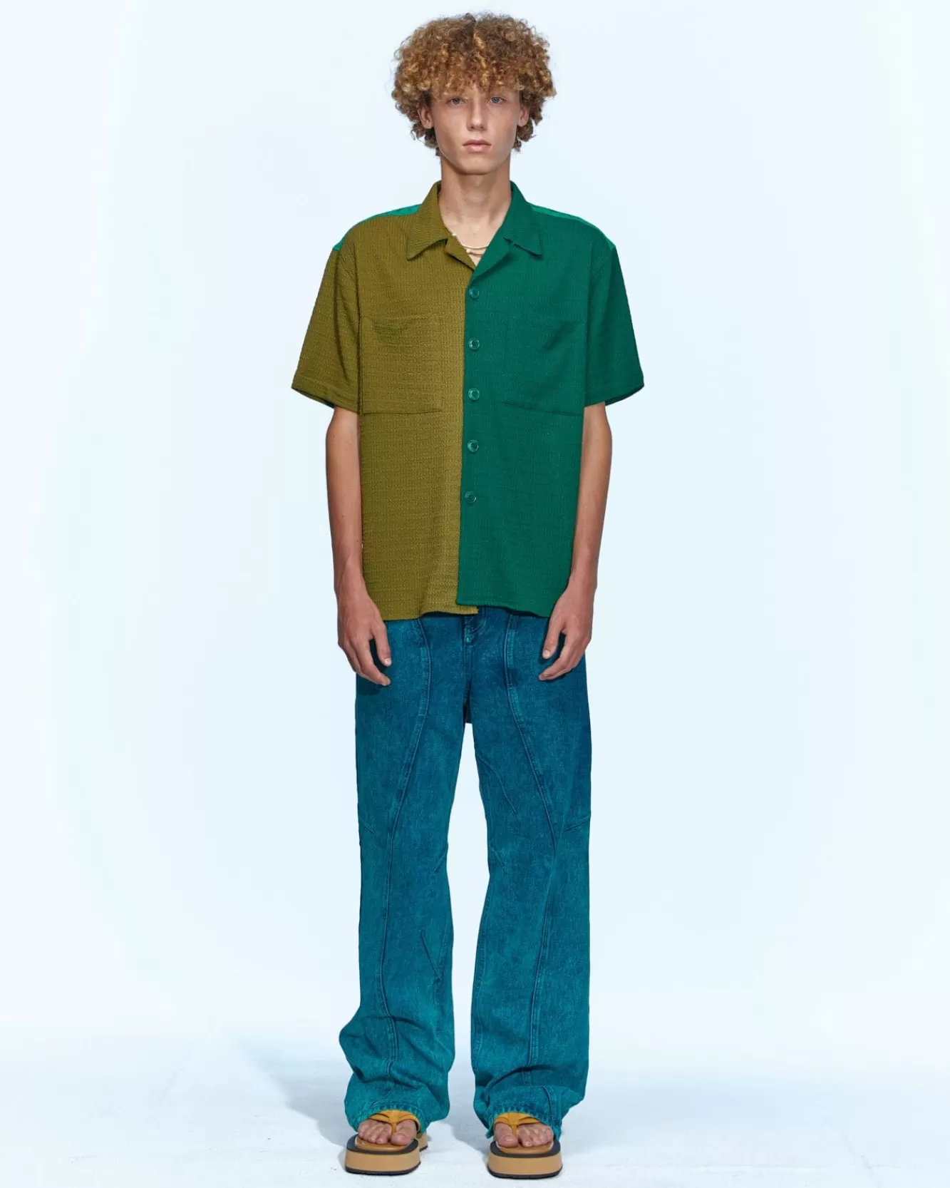 Men Andersson Bell Forest Half Knit Shirts Atb952M(Green)