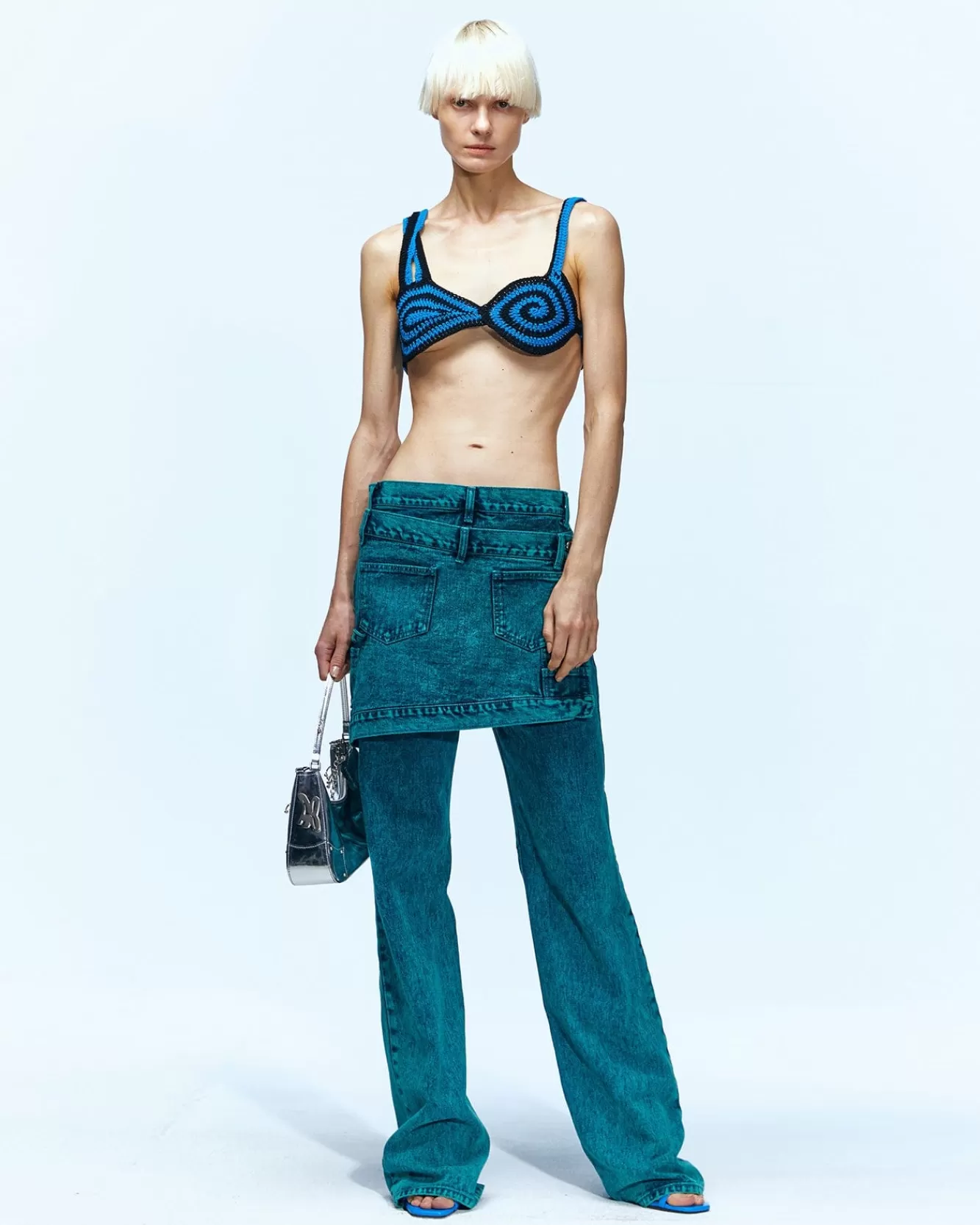 Women Andersson Bell Glen Overdyed Wrap Straight-Leg Jeans Apa643W(Bluegreen)