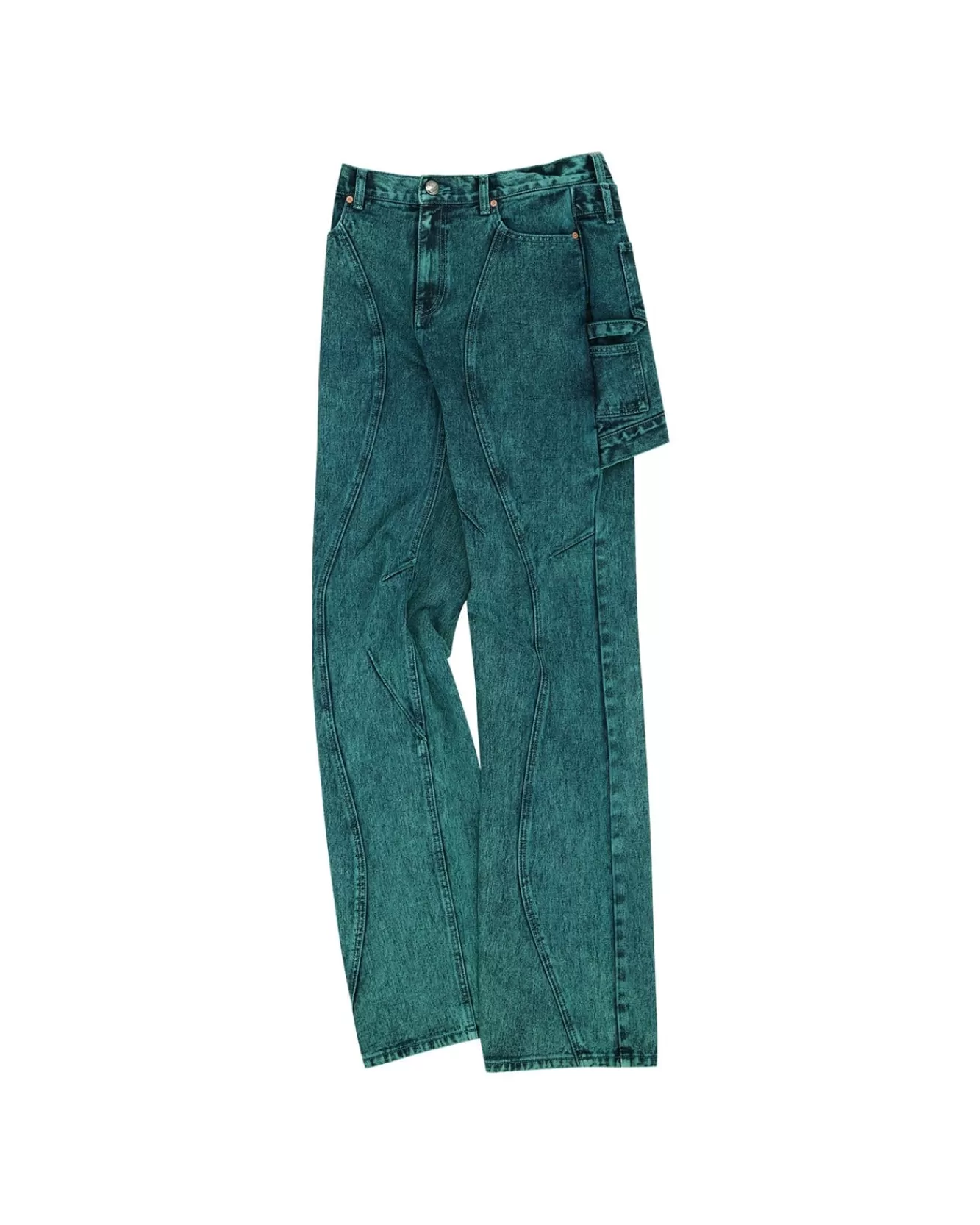 Women Andersson Bell Glen Overdyed Wrap Straight-Leg Jeans Apa643W(Bluegreen)