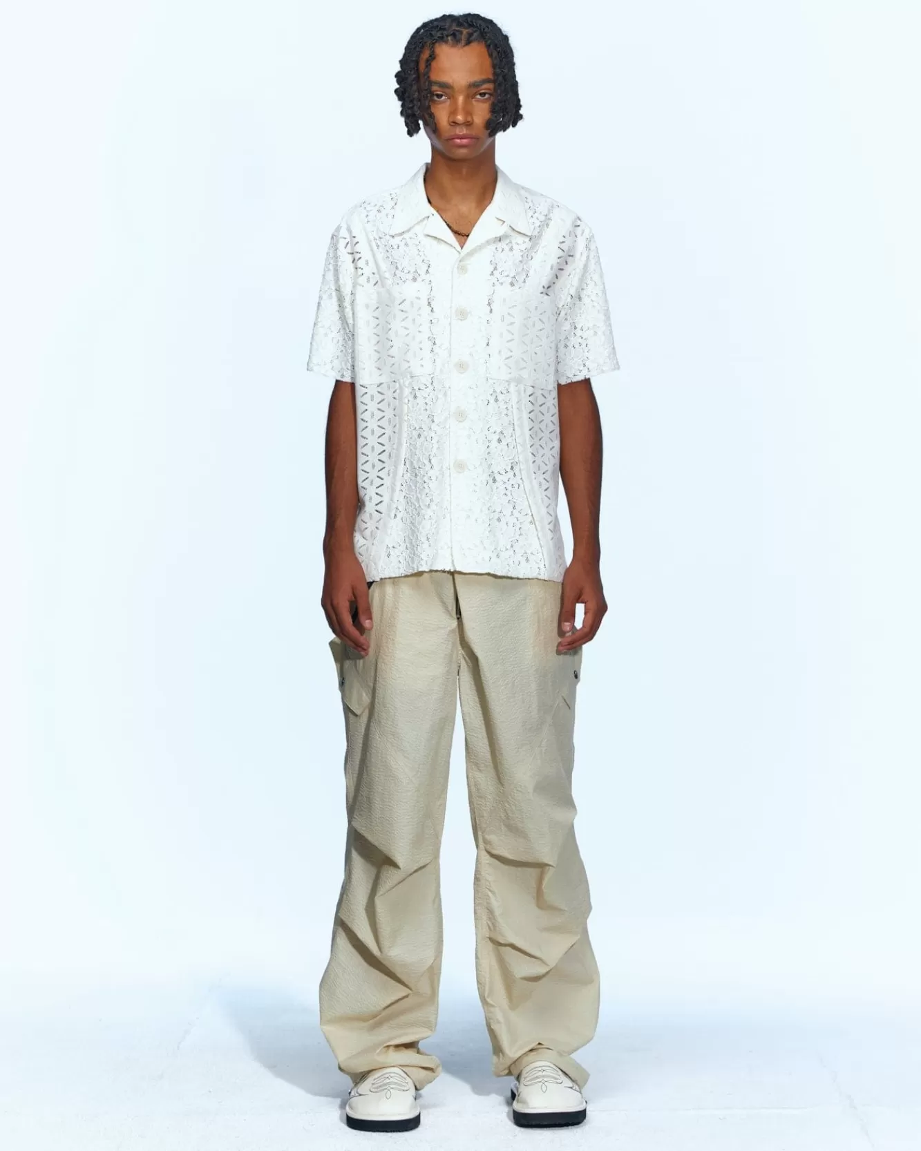 Men Andersson Bell Half Sheer Flower Lace Shirts Atb951M(Ecru)