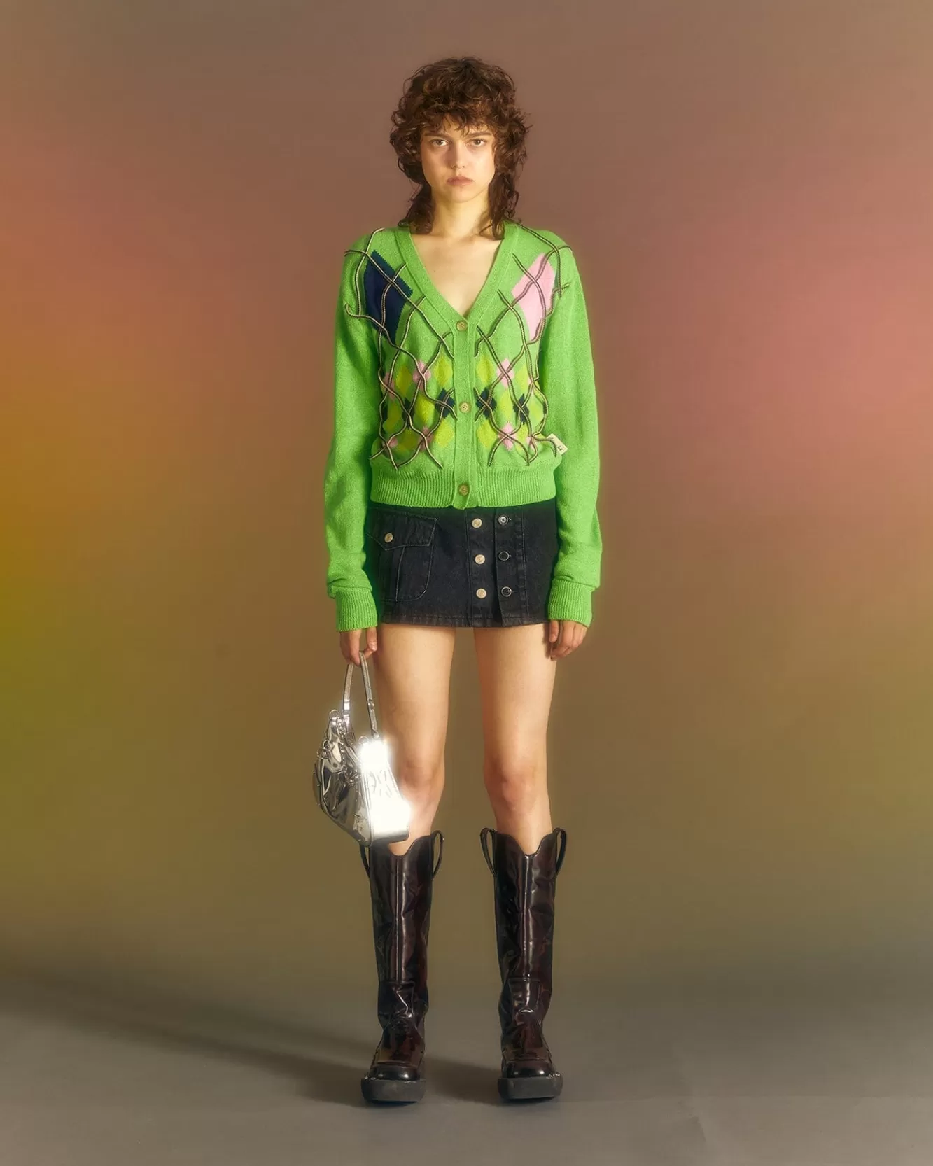 Women Andersson Bell Joy Argyle String Short Cardigan Atb699W(Green)