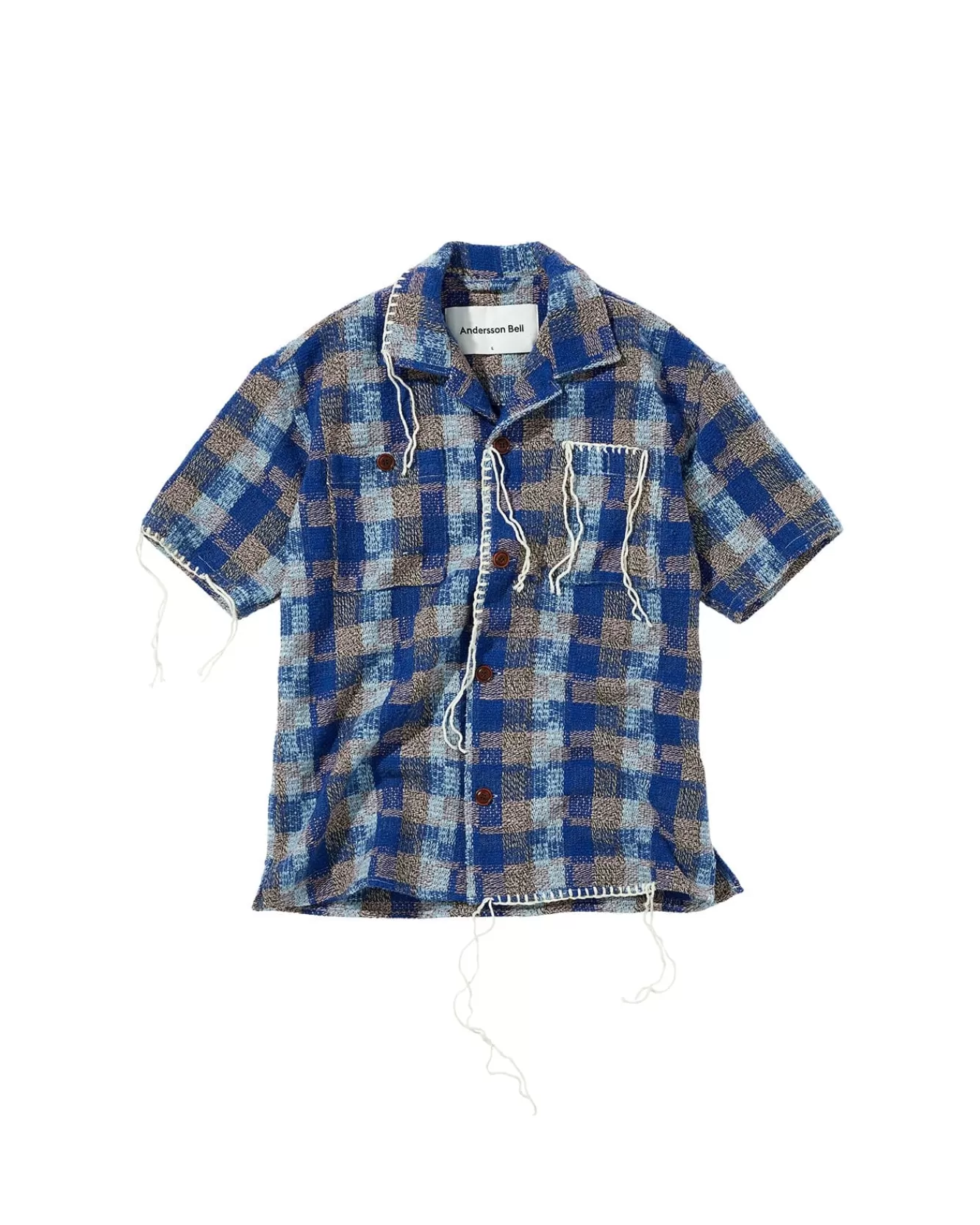 Men Andersson Bell Kenley Check Open Collar Shirts Atb848M(Blue)
