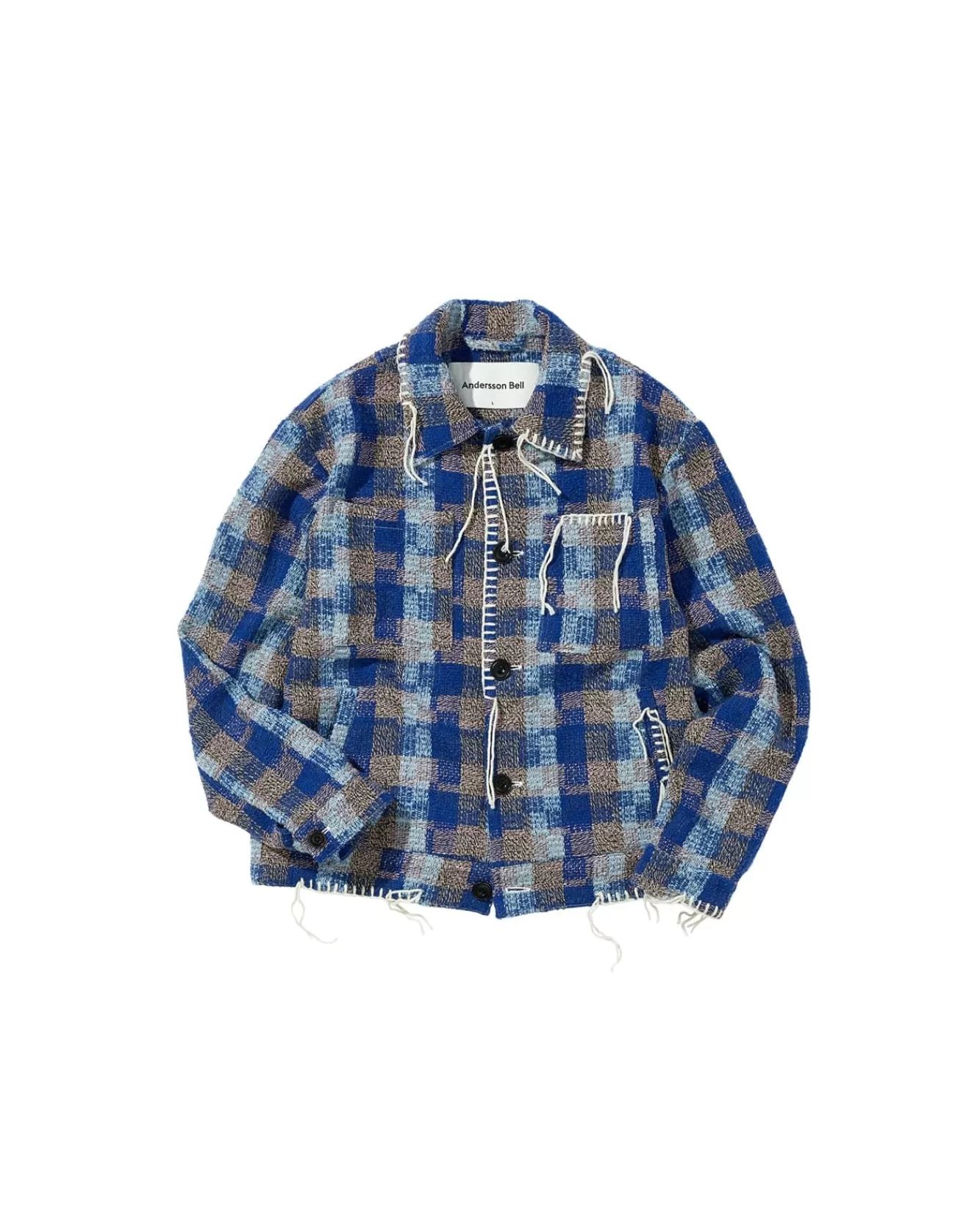 Men Andersson Bell Kenley Check Work Jacket Awa513M(Blue)