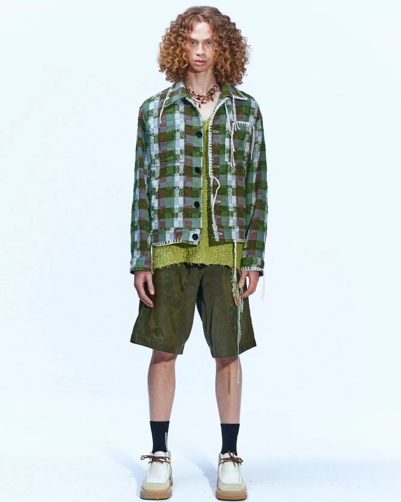 Men Andersson Bell Kenley Check Work Jacket Awa513M(Green)