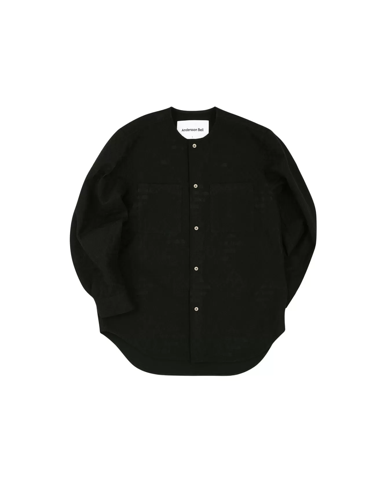 Men Andersson Bell Leaf Embroidery Collarless Shirt Atb847M(Black)