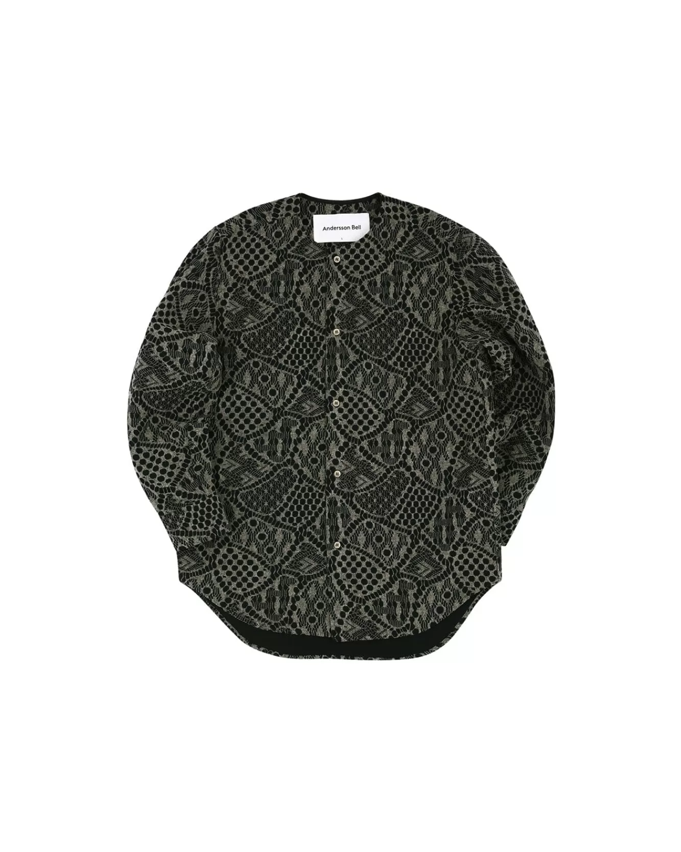 Men Andersson Bell Leaf Embroidery Collarless Shirt Atb847M(Brown)