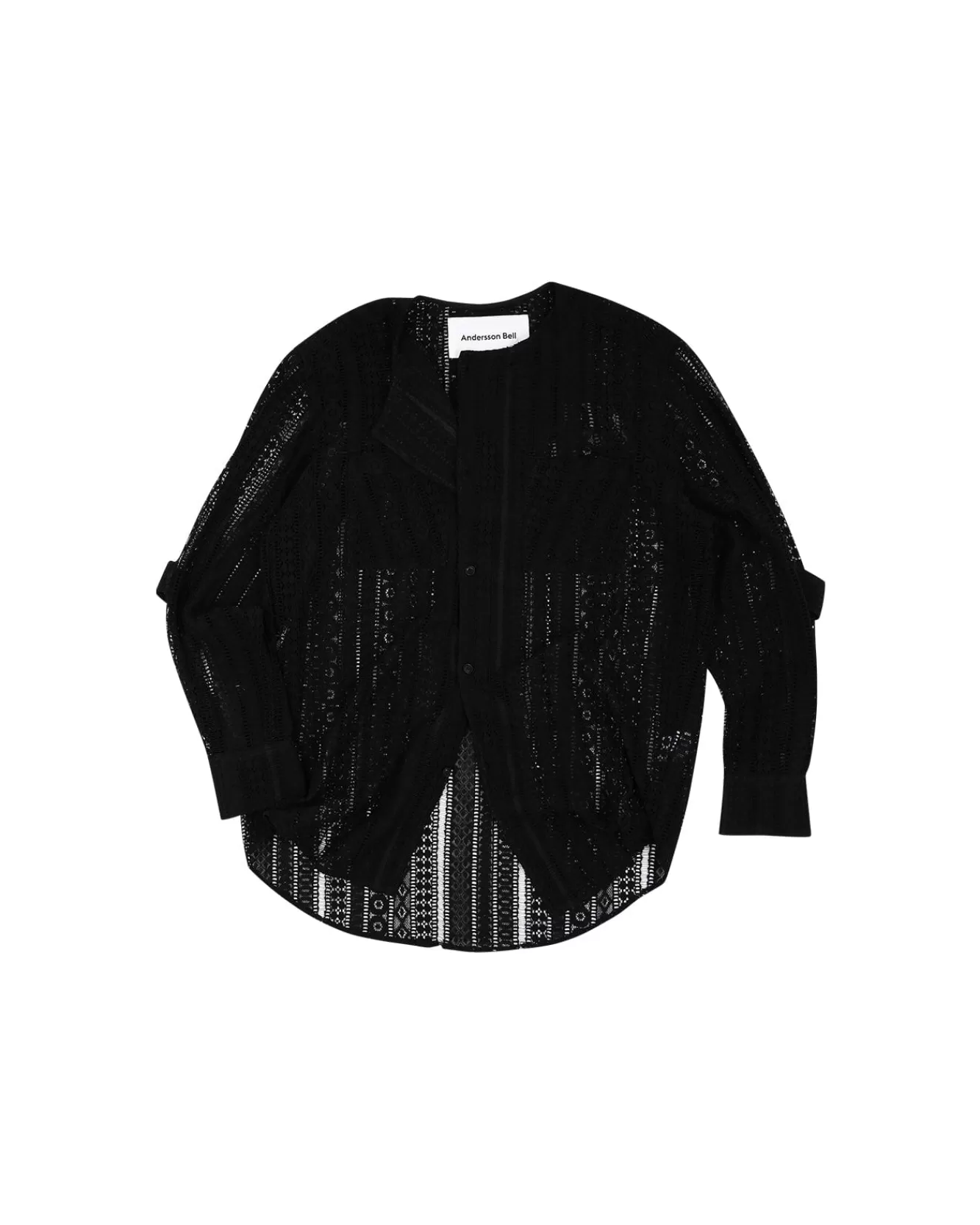 Men Andersson Bell Lunar Sheer Collarless Shirt Atb955M(Black)