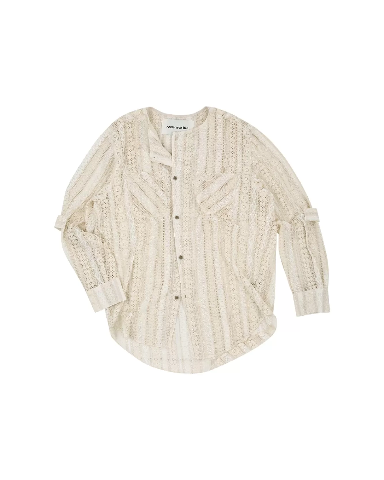 Men Andersson Bell Lunar Sheer Collarless Shirt Atb955M(Ecru)