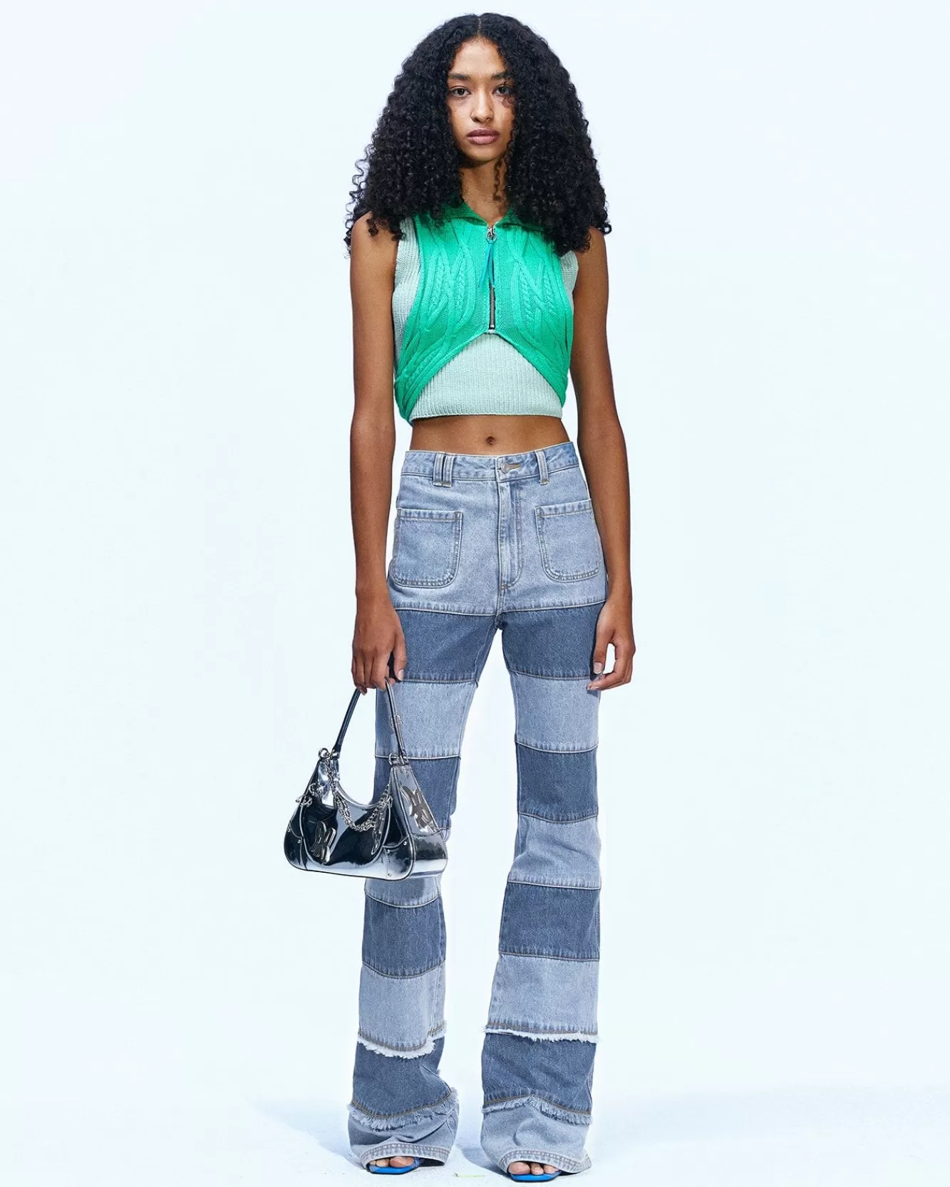 Women Andersson Bell Mahina Blocking Patchwork Jeans Apa607W(Washed Blue)