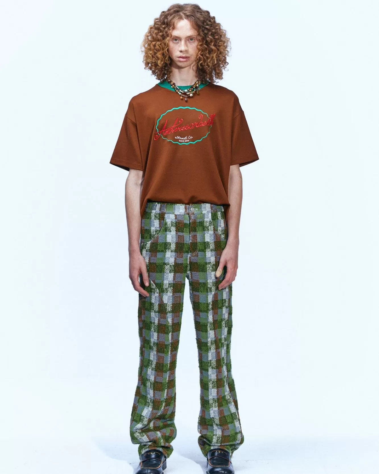 Men Andersson Bell (Men)(Essential) Unisex Logo Embroidery Ponte T-Shirts Atb902U(Brown)