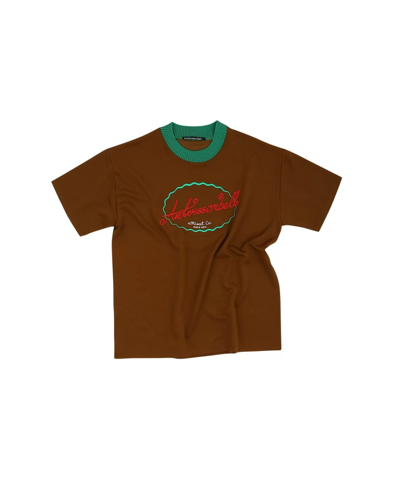 Men Andersson Bell (Men)(Essential) Unisex Logo Embroidery Ponte T-Shirts Atb902U(Brown)