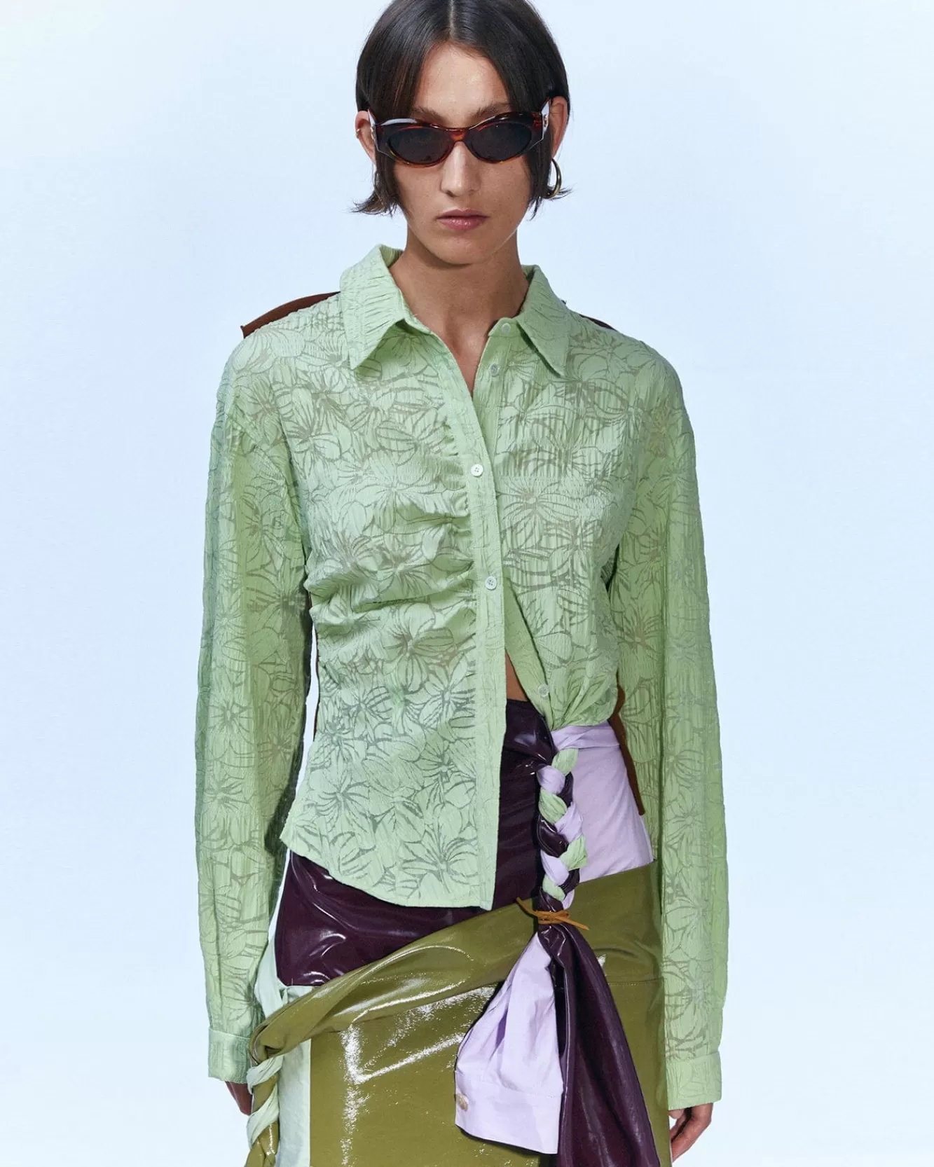 Women Andersson Bell Moeka Knit Combination Shirts Atb887W(Jade)