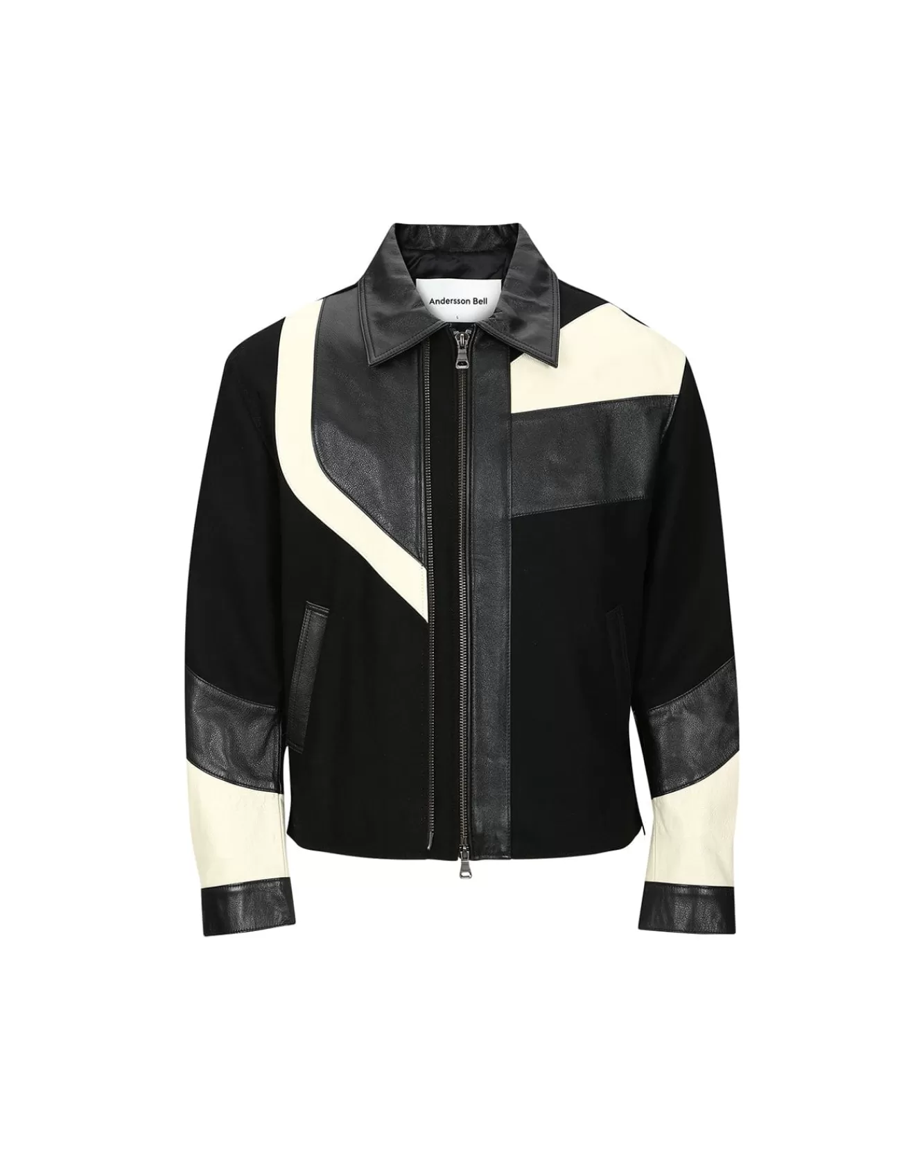 Men Andersson Bell Motorcycle Leather Varsity Jacket Awa502M(Black)