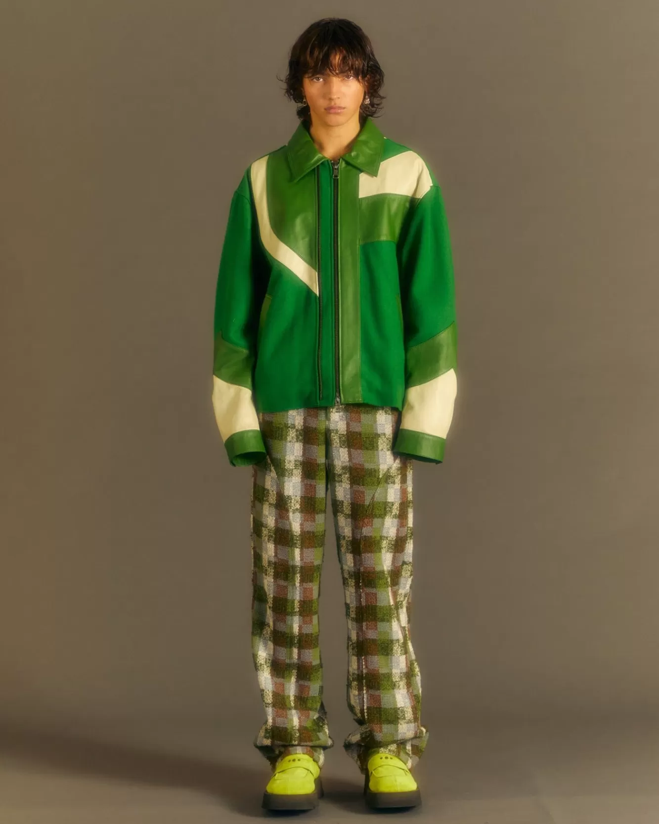 Men Andersson Bell Motorcycle Leather Varsity Jacket Awa502M(Green)
