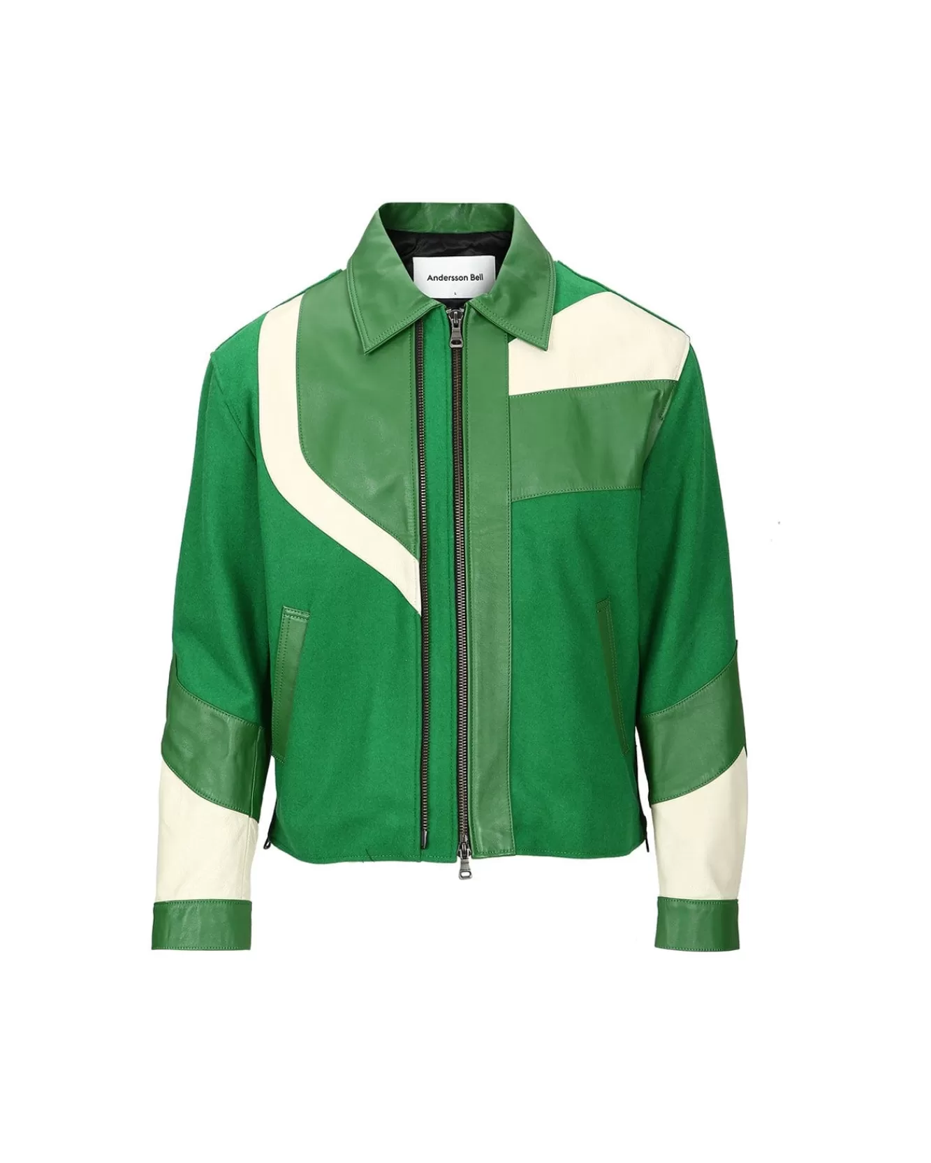 Men Andersson Bell Motorcycle Leather Varsity Jacket Awa502M(Green)