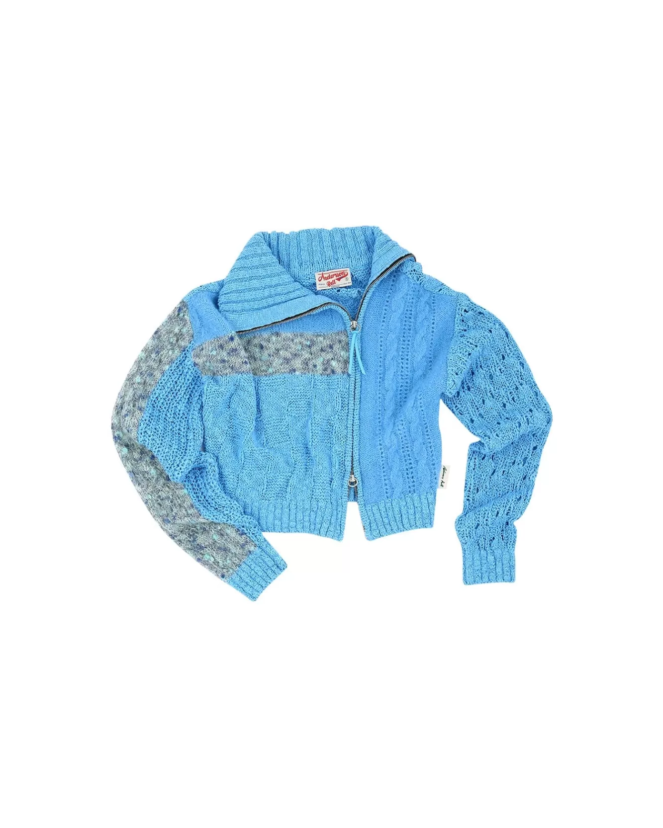 Women Andersson Bell Patchwork Collar Knit Zip Cardigan Atb871W(Blue)