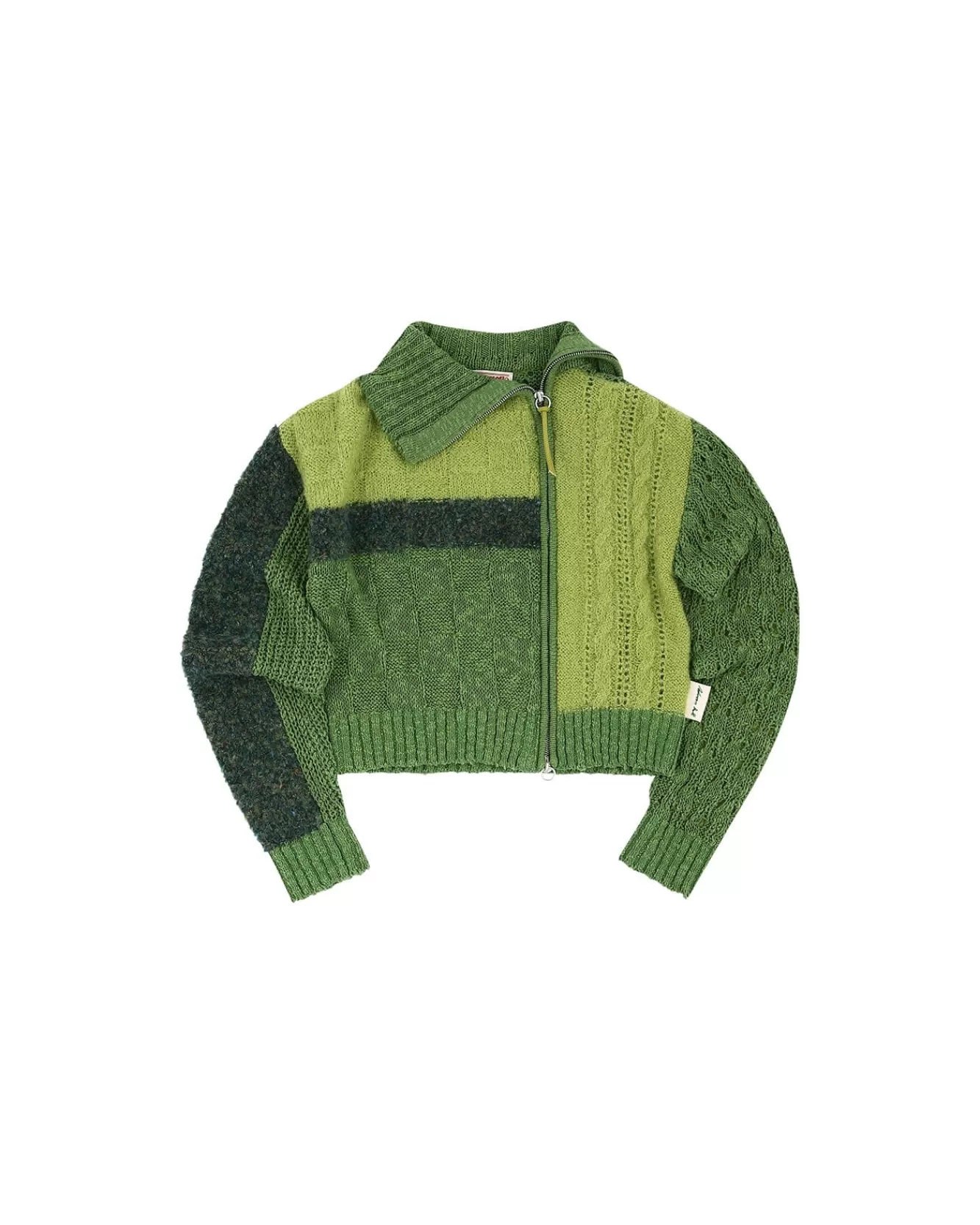 Women Andersson Bell Patchwork Collar Knit Zip Cardigan Atb871W(Olive)