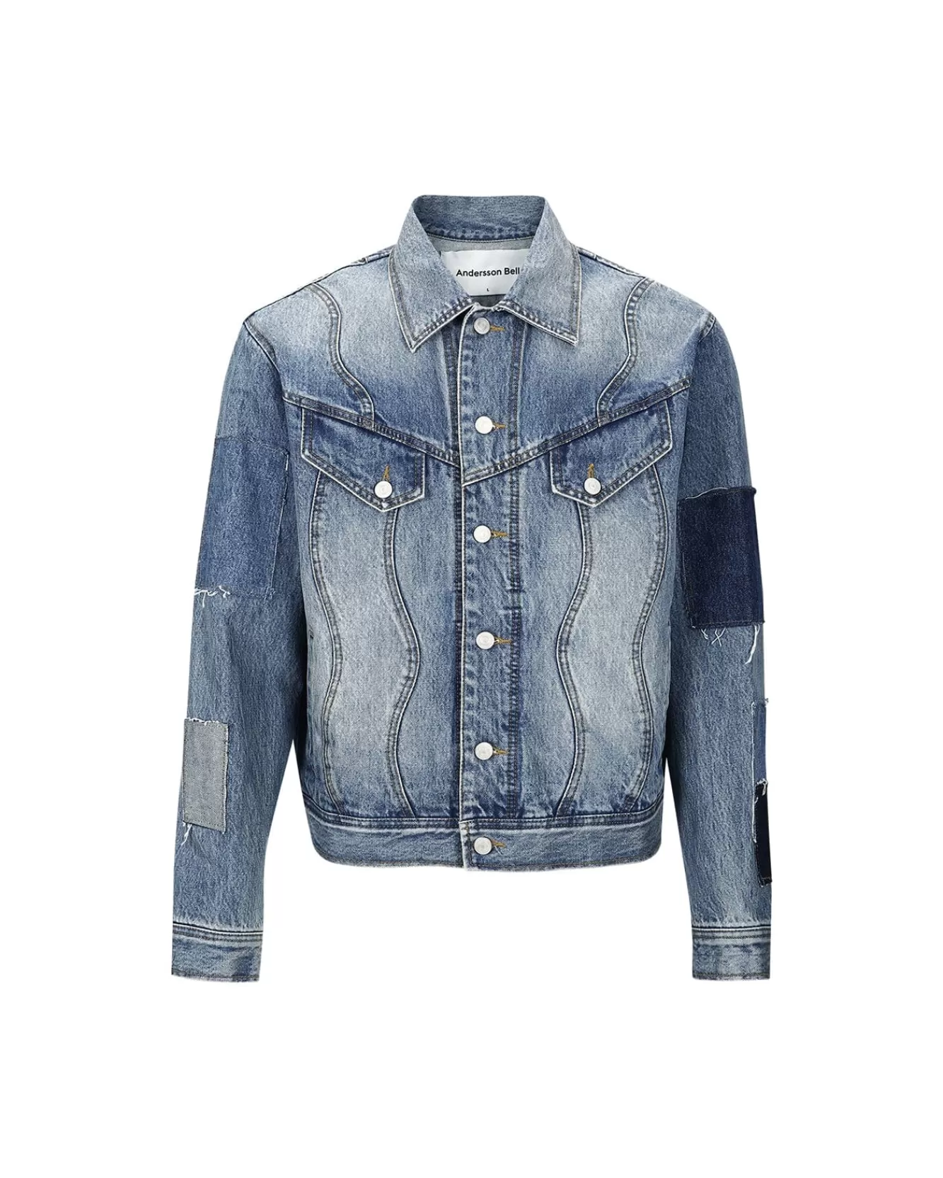 Men Andersson Bell Patchwork Denim Jacket Awa508M(Blue)