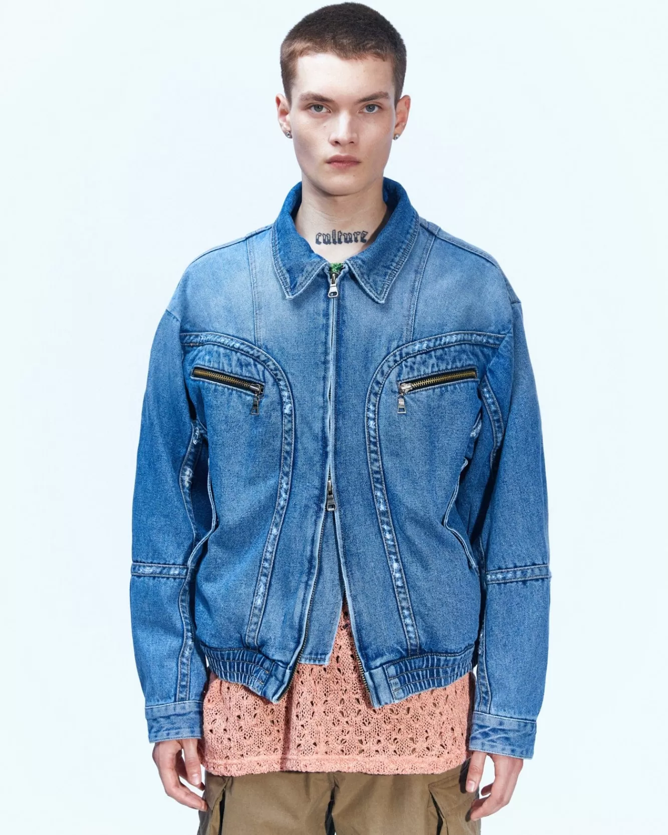 Men Andersson Bell Pointe Denim Blouson Jacket Awa511M(Blue)