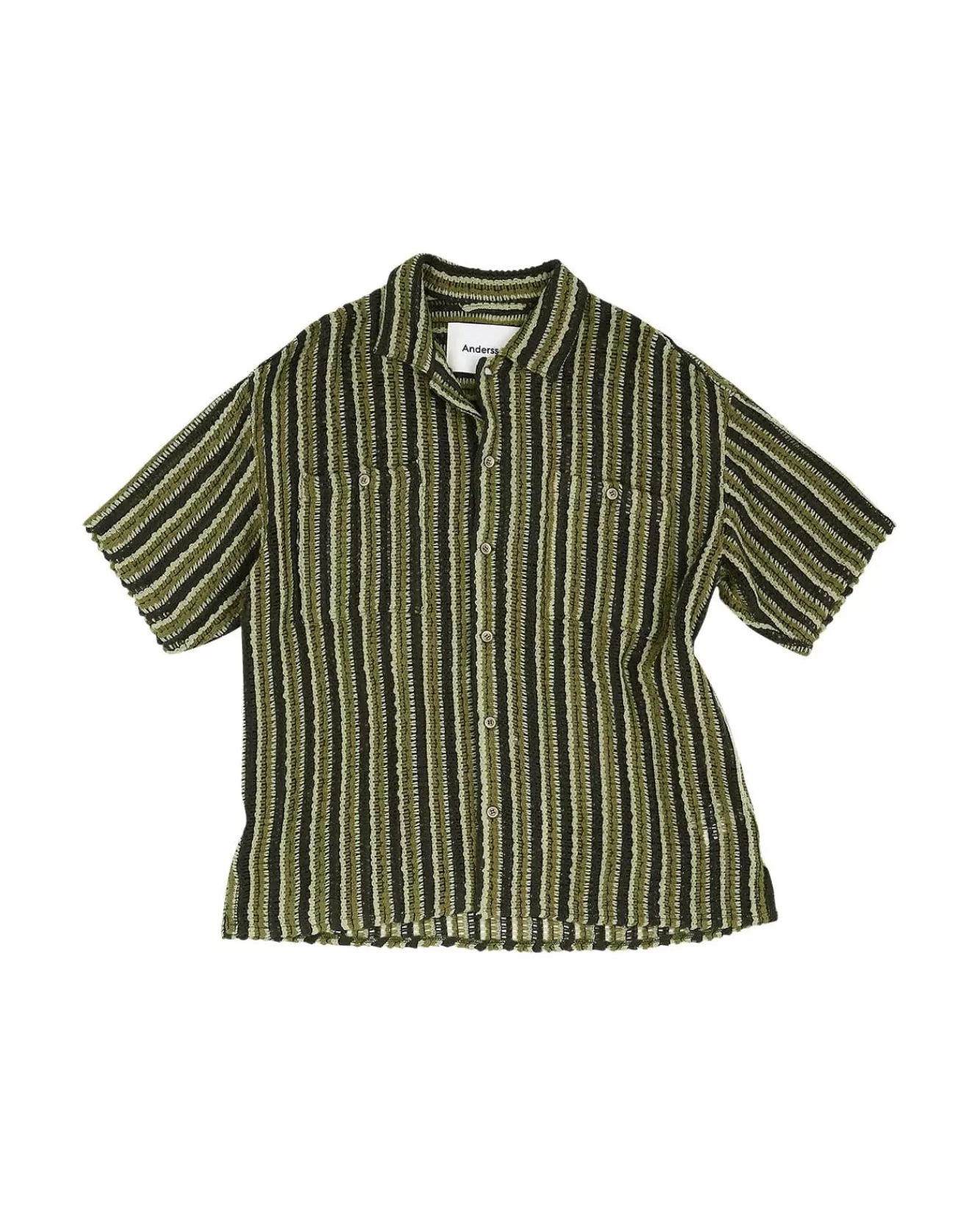Men Andersson Bell Sheer Knit Open Collar Shirts Atb844M(Green)