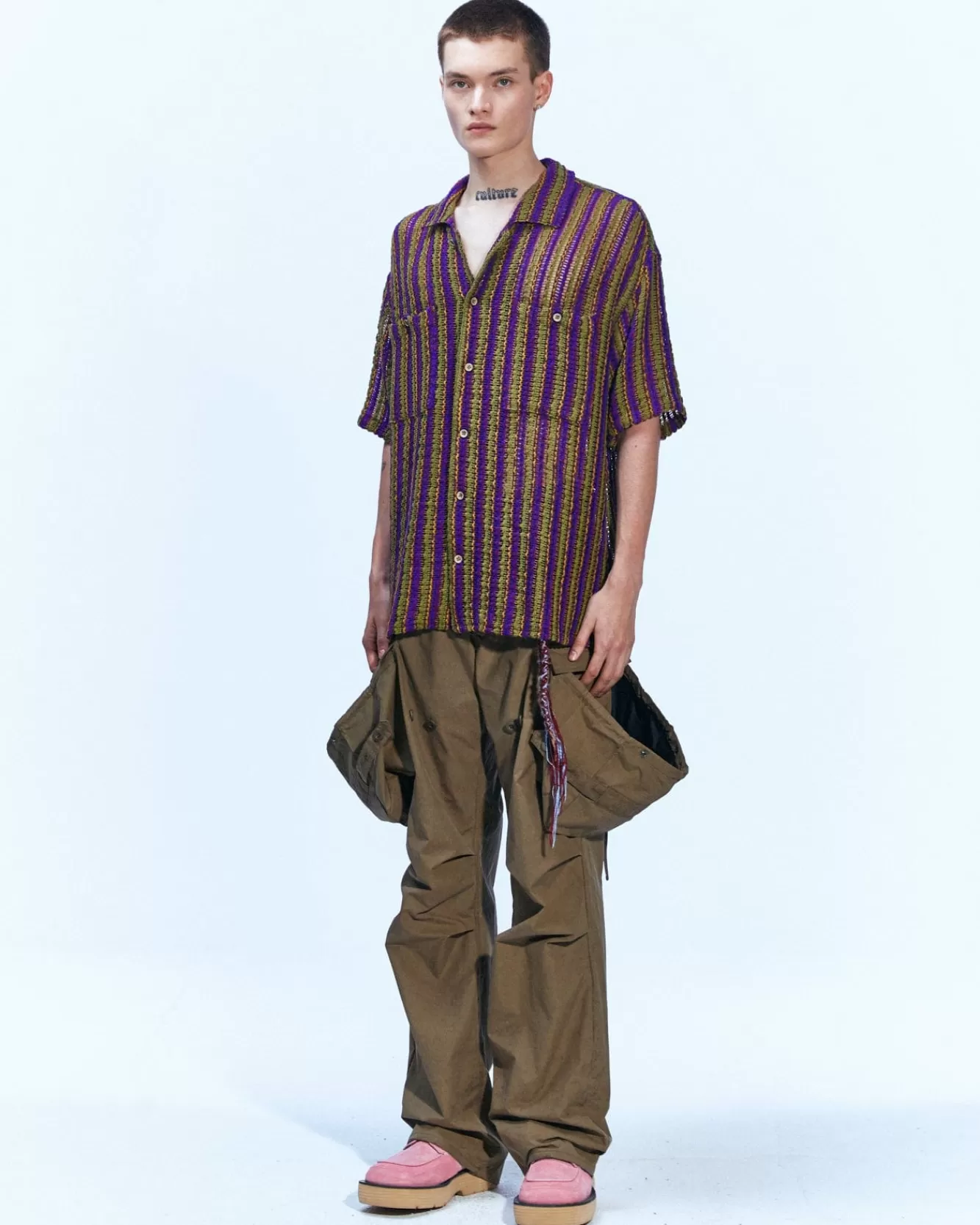 Men Andersson Bell Sheer Knit Open Collar Shirts Atb844M(Purple)