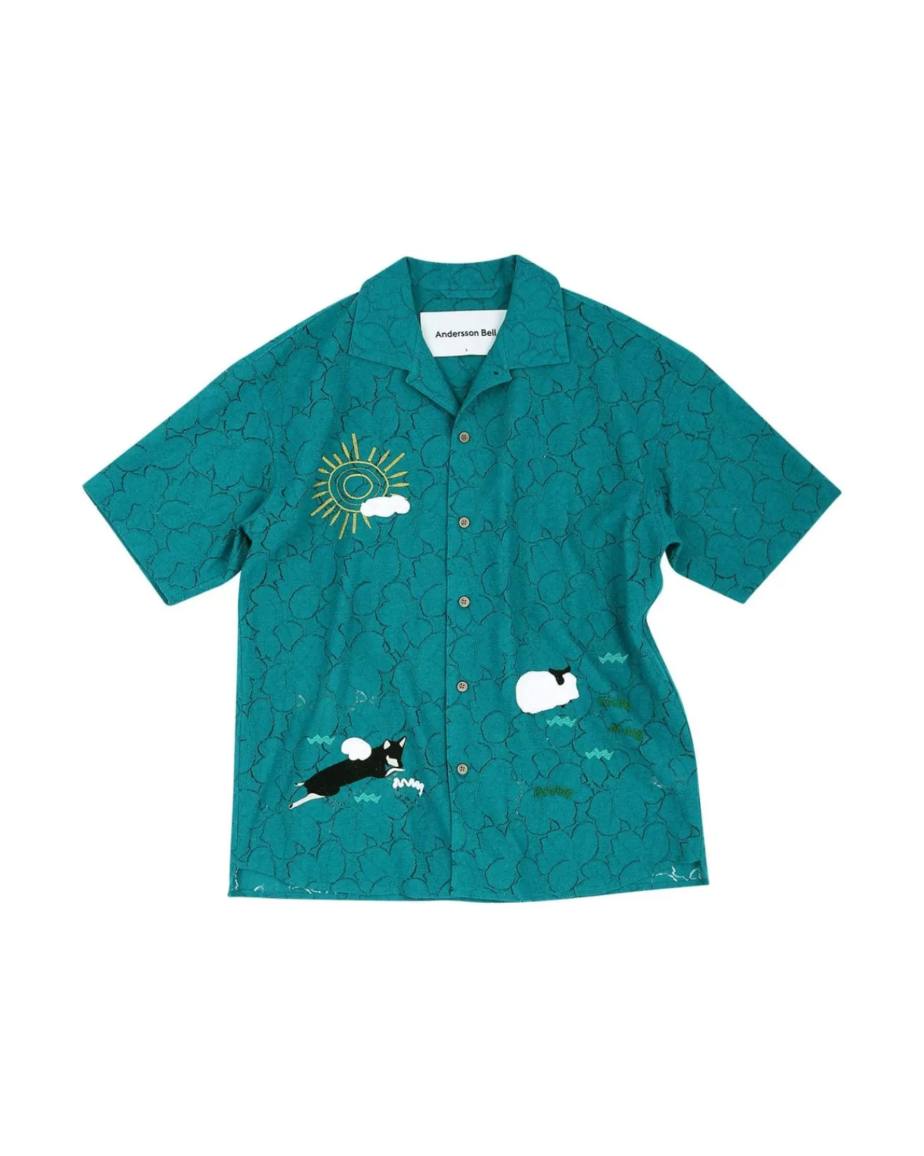 Men Andersson Bell Summer Garden Embroidery Open Collar Shirts Atb845M(D.Green)