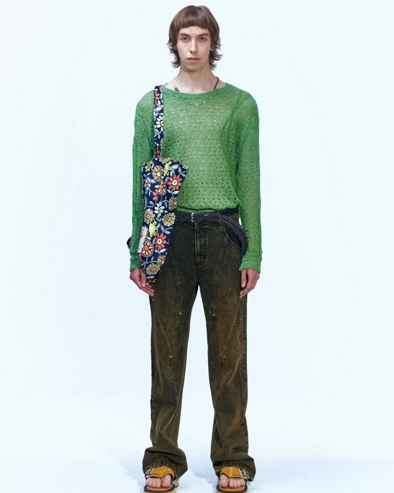 Men Andersson Bell Watton Net Crewneck Sweater Atb862M(Green)
