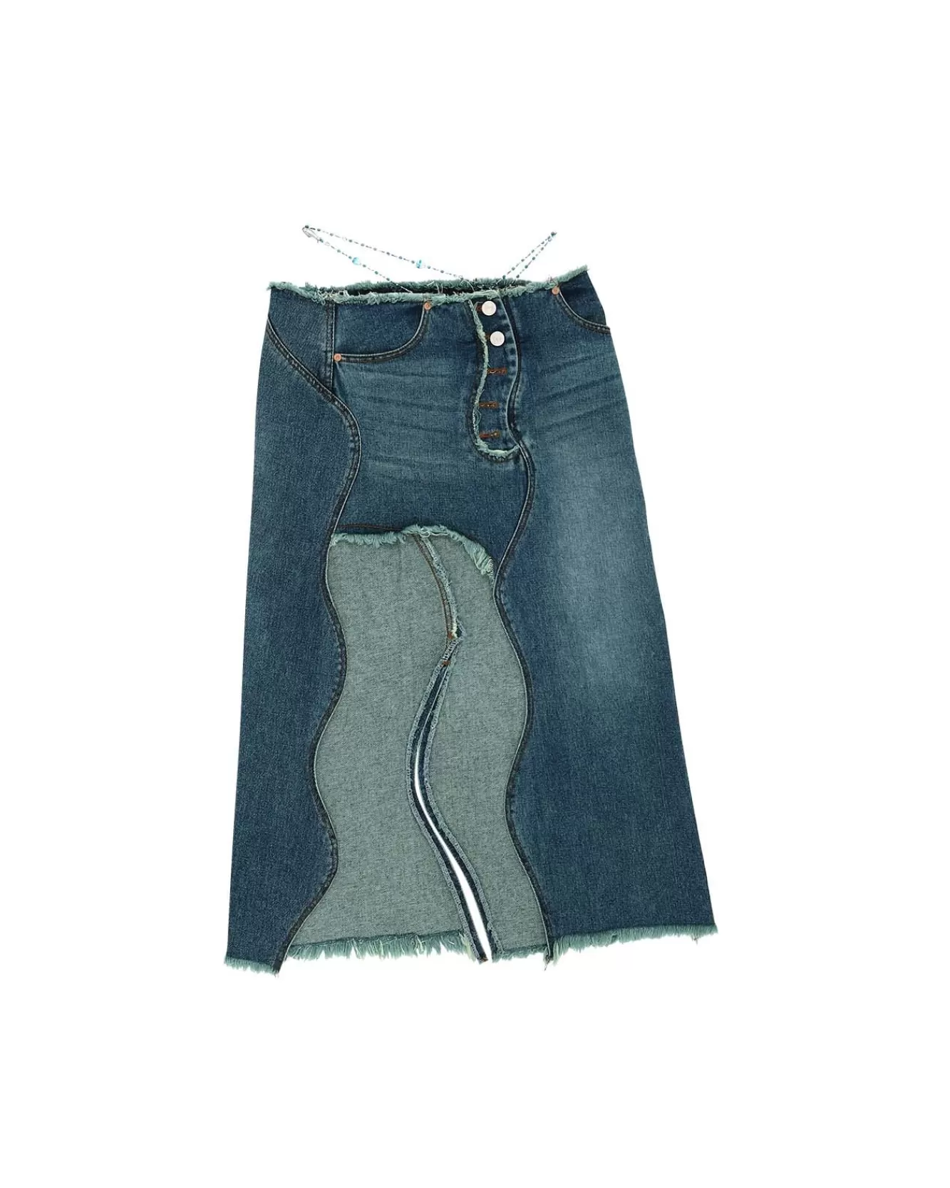 Women Andersson Bell Wavy Beads String Denim Skirt Apa649W(Blue)