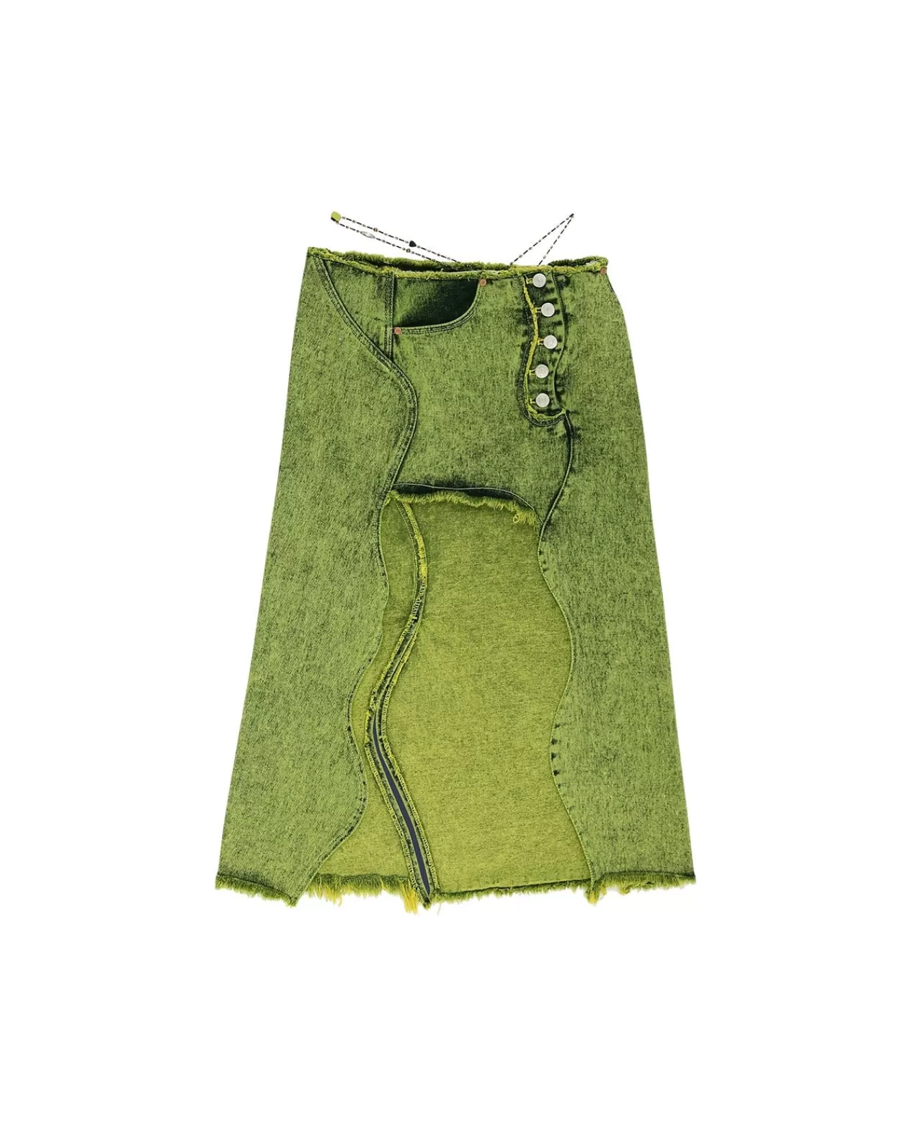 Women Andersson Bell Wavy Beads String Denim Skirt Apa649W(Green)