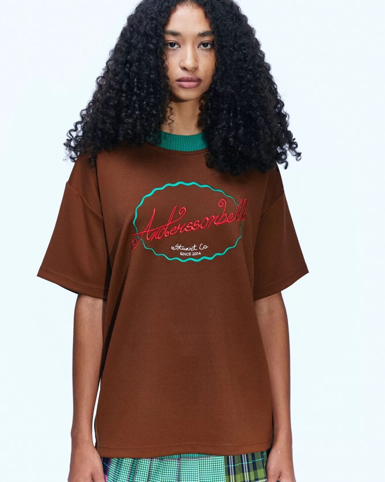 women_essential_unisex_logo_embroidery_ponte_tshirts_atbubrown_4.webp Women Andersson Bell (Women) (Essential) Unisex Logo Embroidery Ponte T-Shirts Atb902U(Brown)